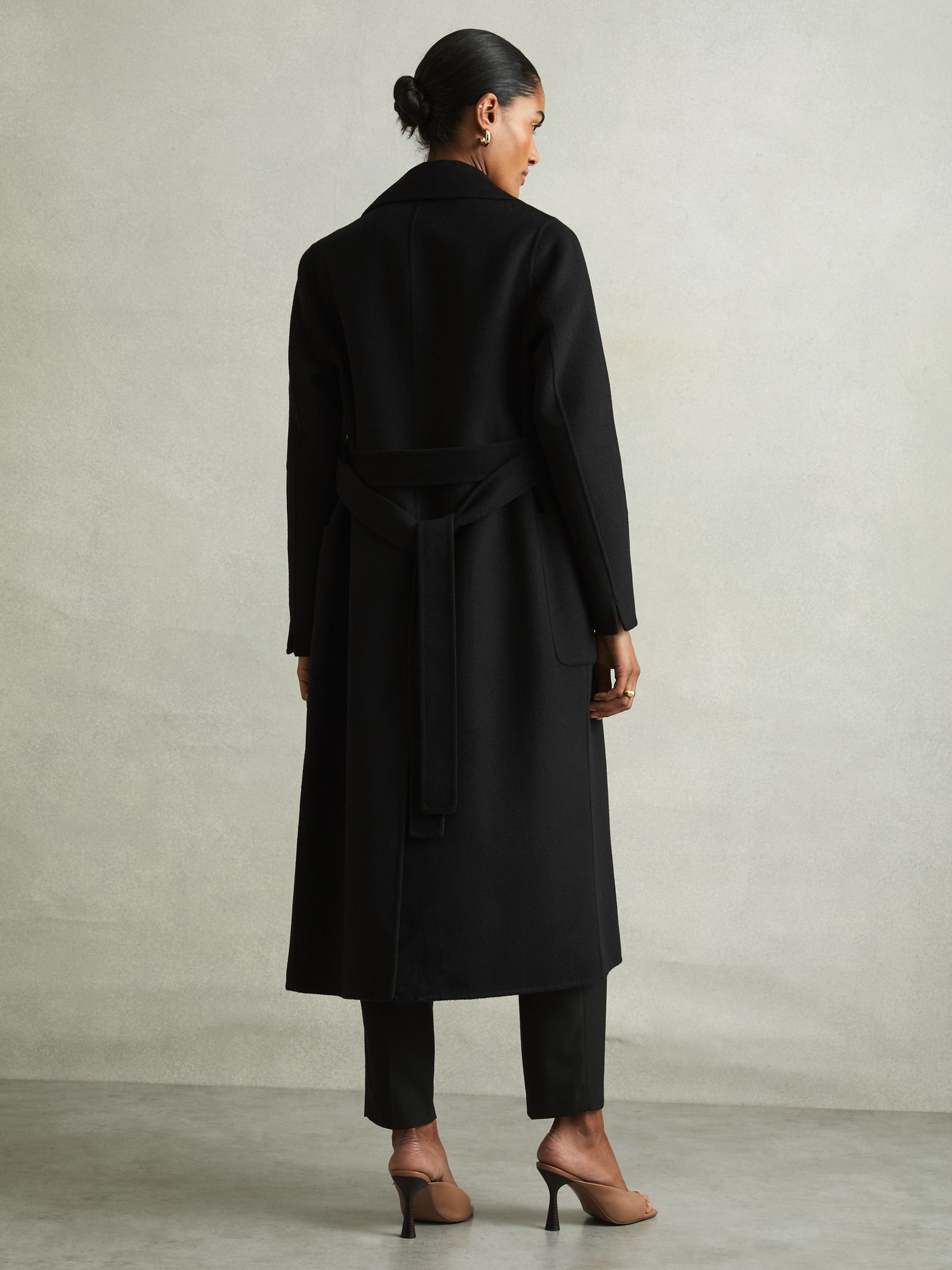 Petite Wool Blend Double Breasted Blindseam Coat in Black - Image 4 of 7