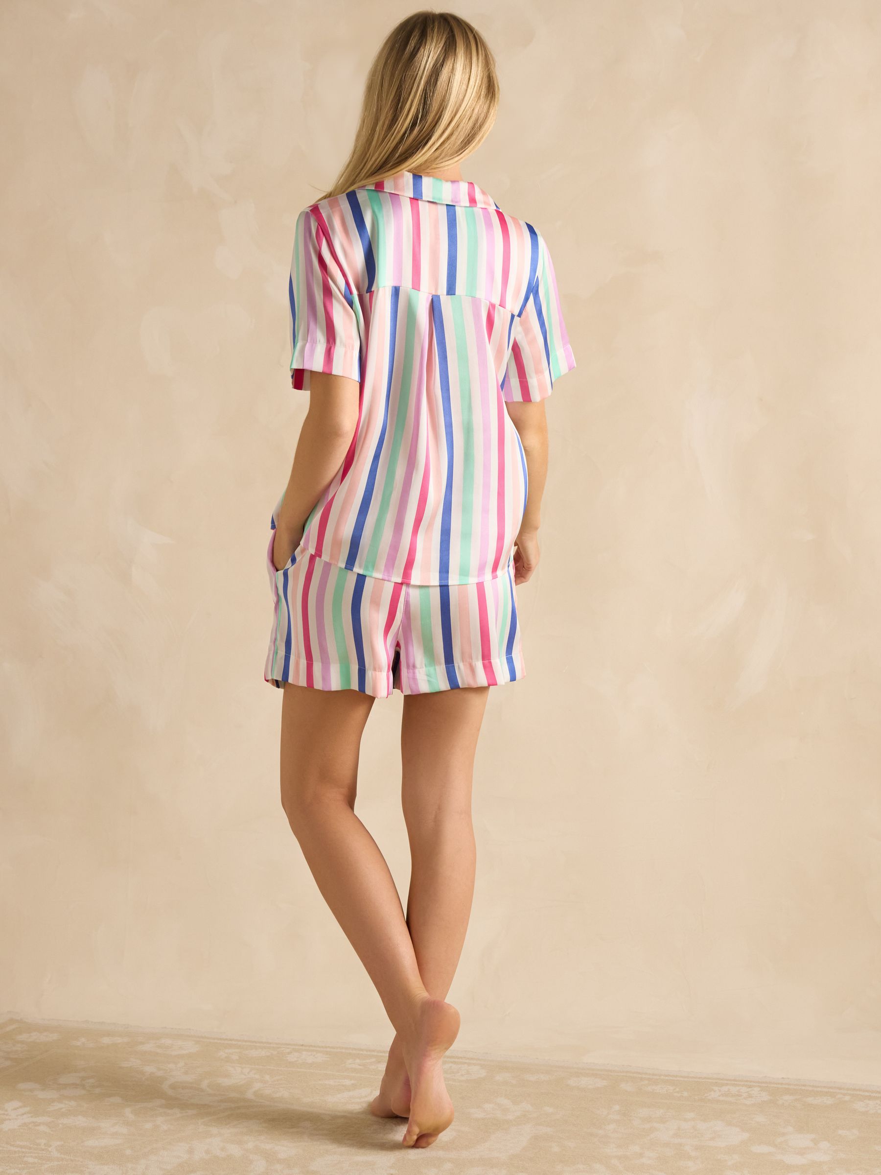 Natalia Multi Stripe Satin Short Pyjama Set - Image 2 of 8