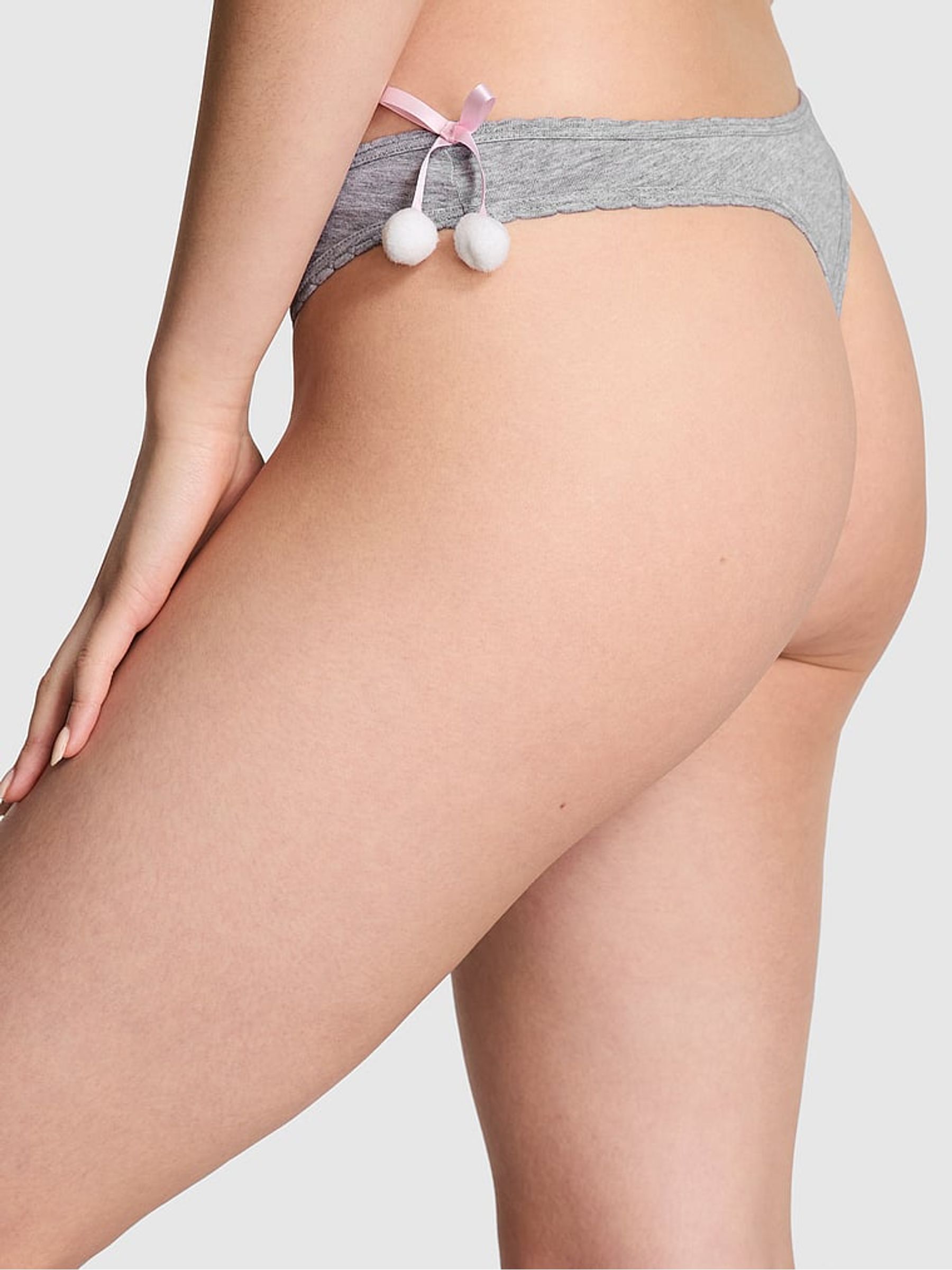Grey Heather Thong Cotton Knickers - Image 2 of 3