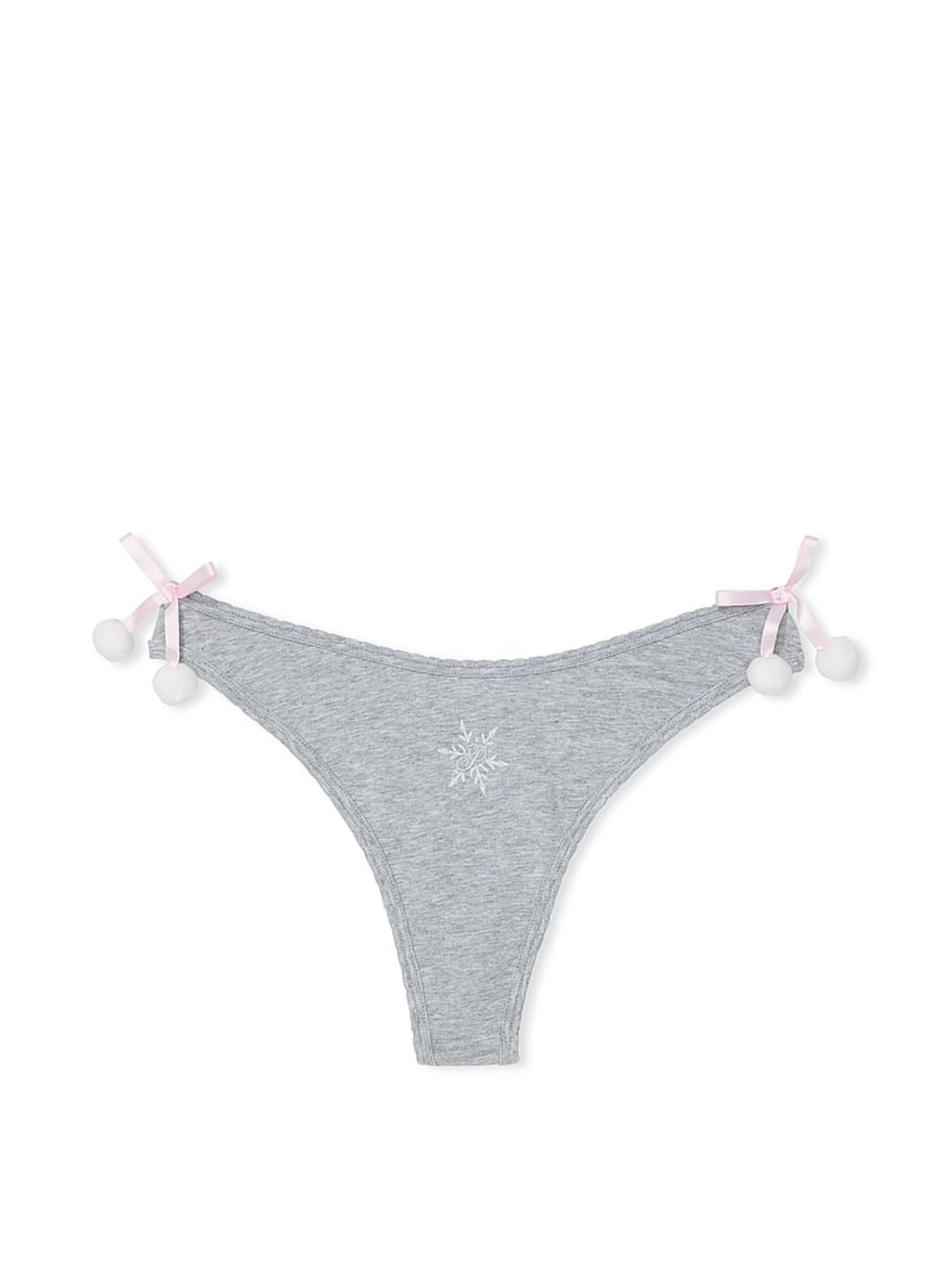 Grey Heather Thong Cotton Knickers - Image 3 of 3