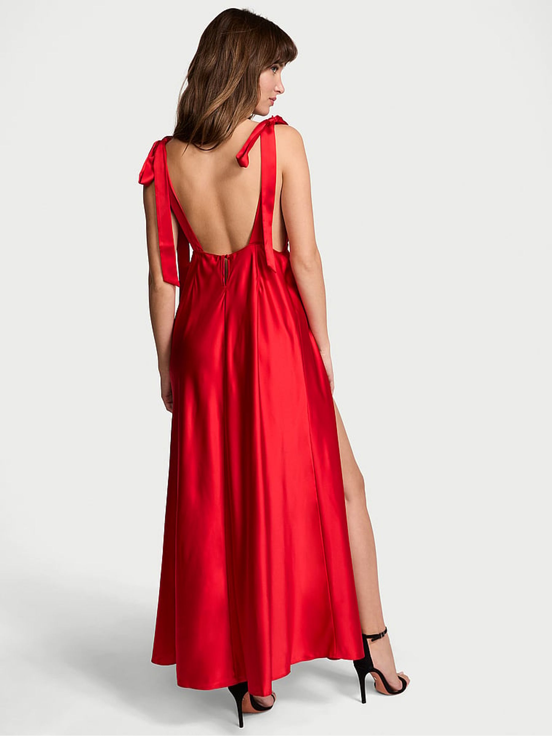 Vermillion Red Bow Embroidery Slip Dress - Image 2 of 3