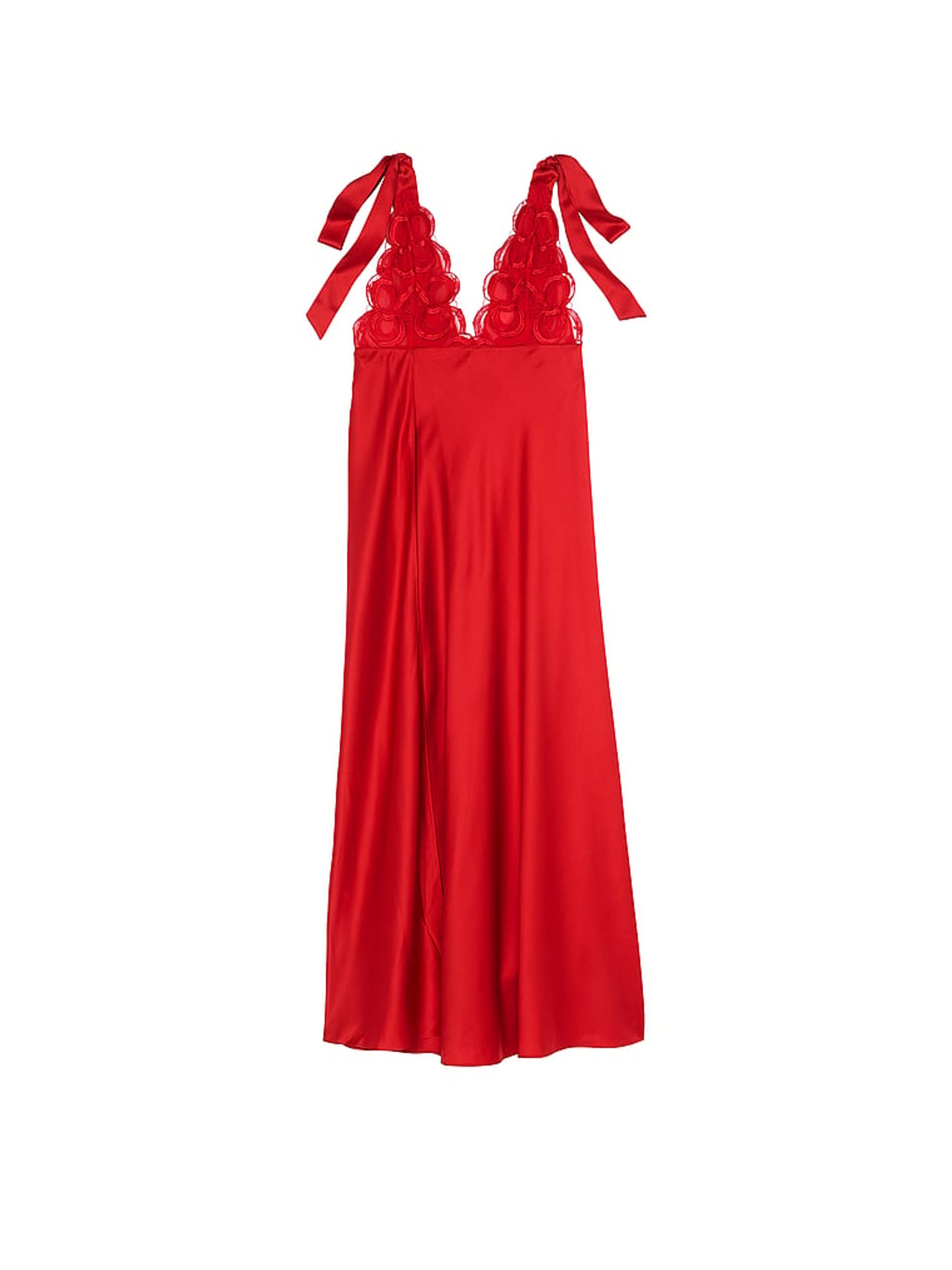 Vermillion Red Bow Embroidery Slip Dress - Image 3 of 3