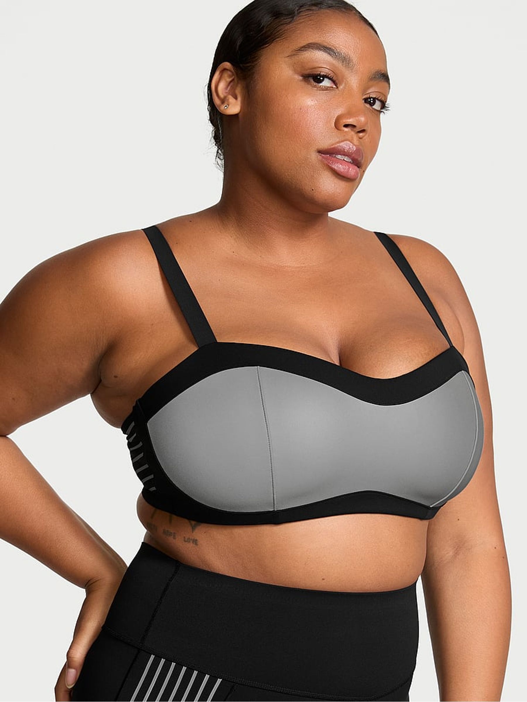 Black Reflective Balcony Sports Bra - Image 1 of 3