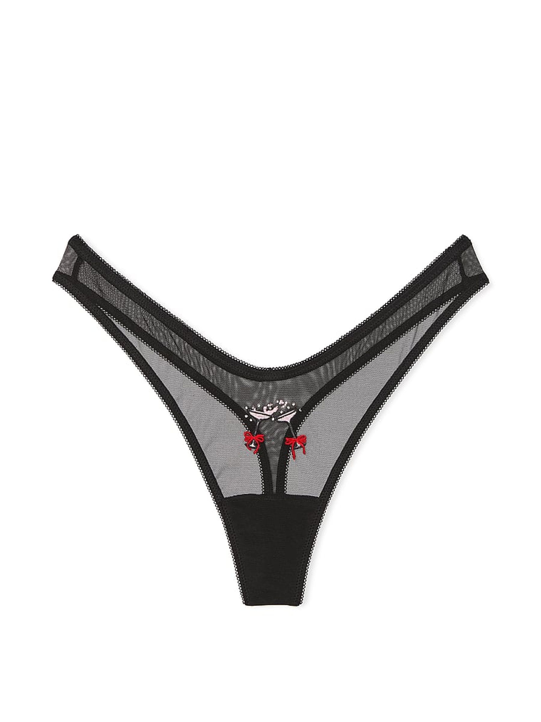 Black Champagne Mesh Thong Knickers - Image 3 of 3