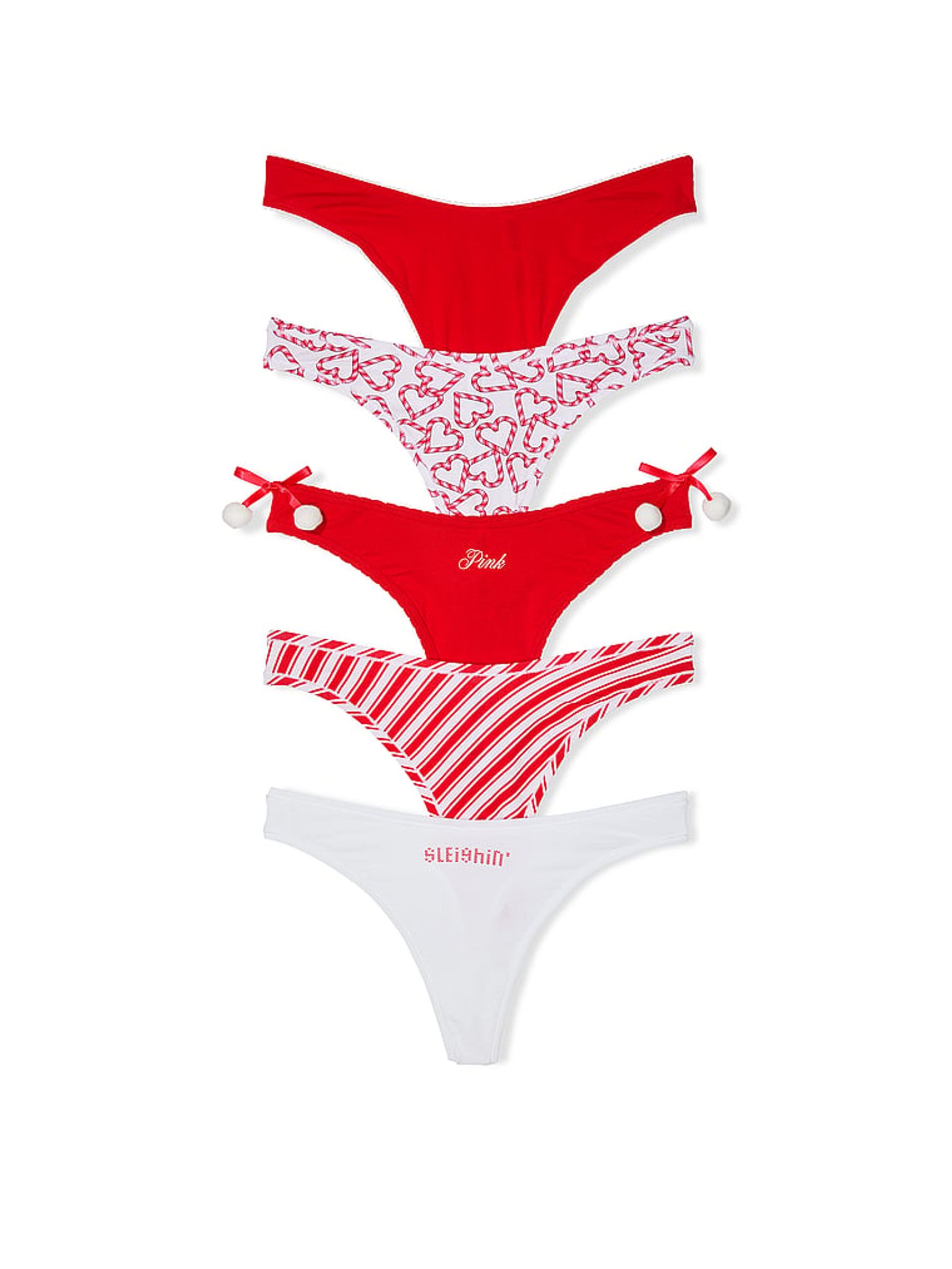 Red/White/Stripe Christmas 5 Pack Knickers - Image 1 of 1
