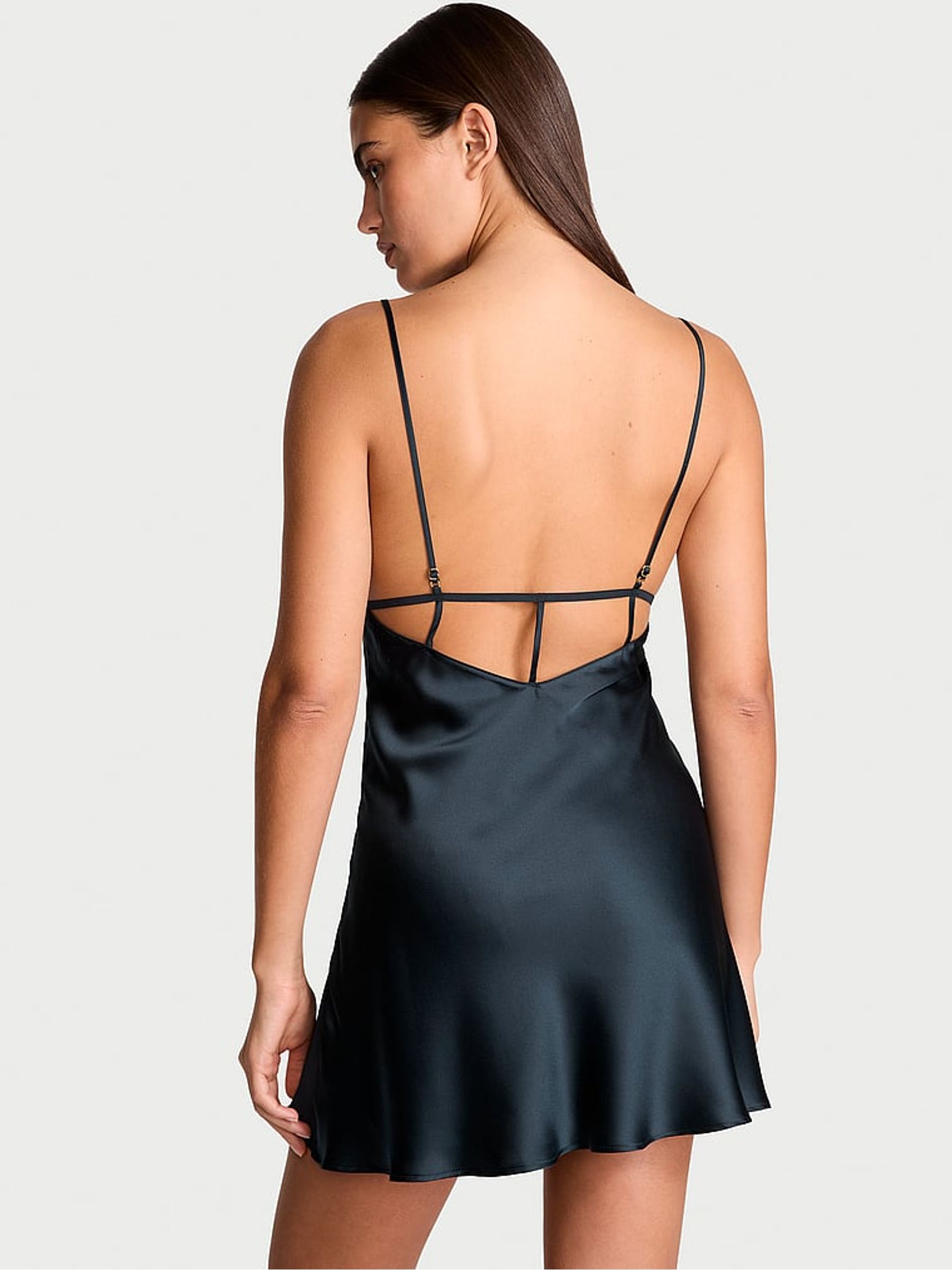 Dark Twilight Blue Ziggy Embellished Triangle Mini Slip Dress - Image 2 of 4
