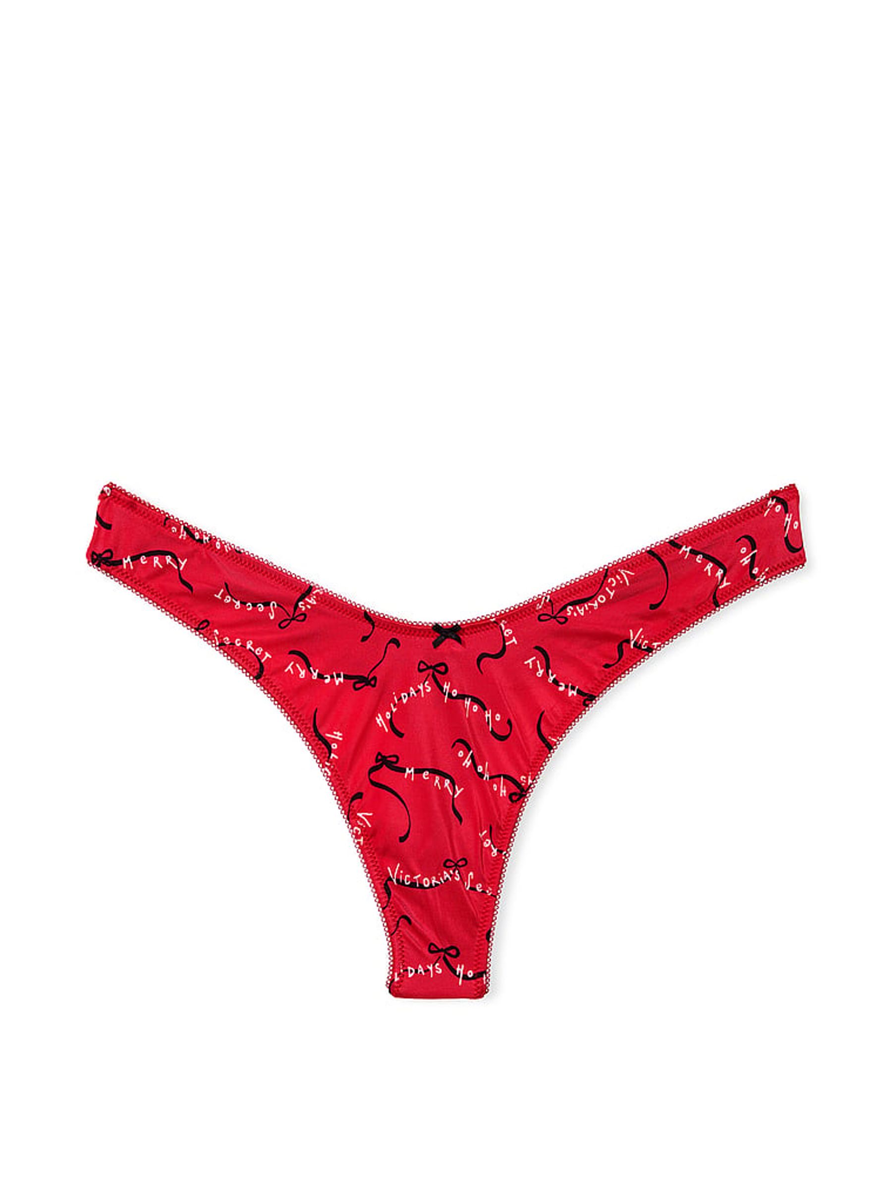 Lipstick Red Bows Thong Knickers - Image 3 of 3