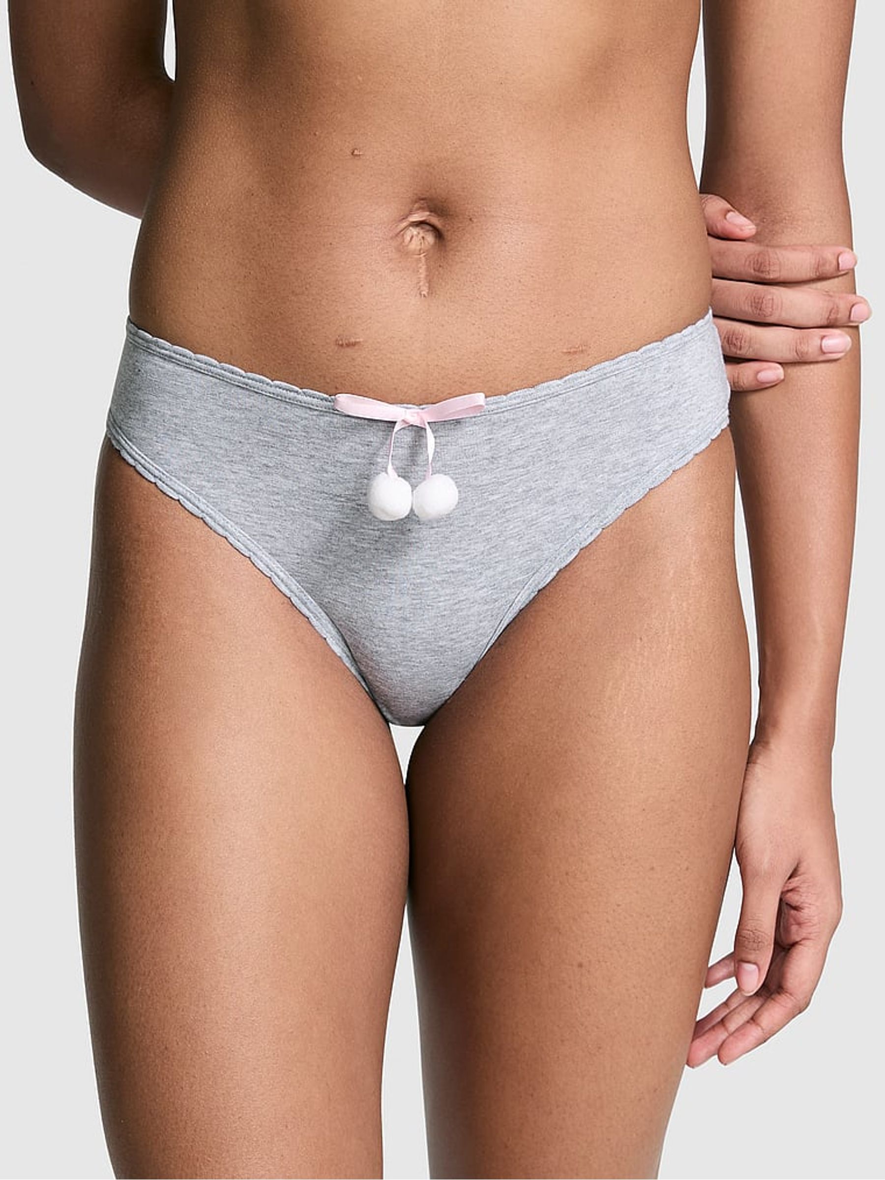 Medium Heather Grey Cheeky Cotton Knickers - Image 1 of 4