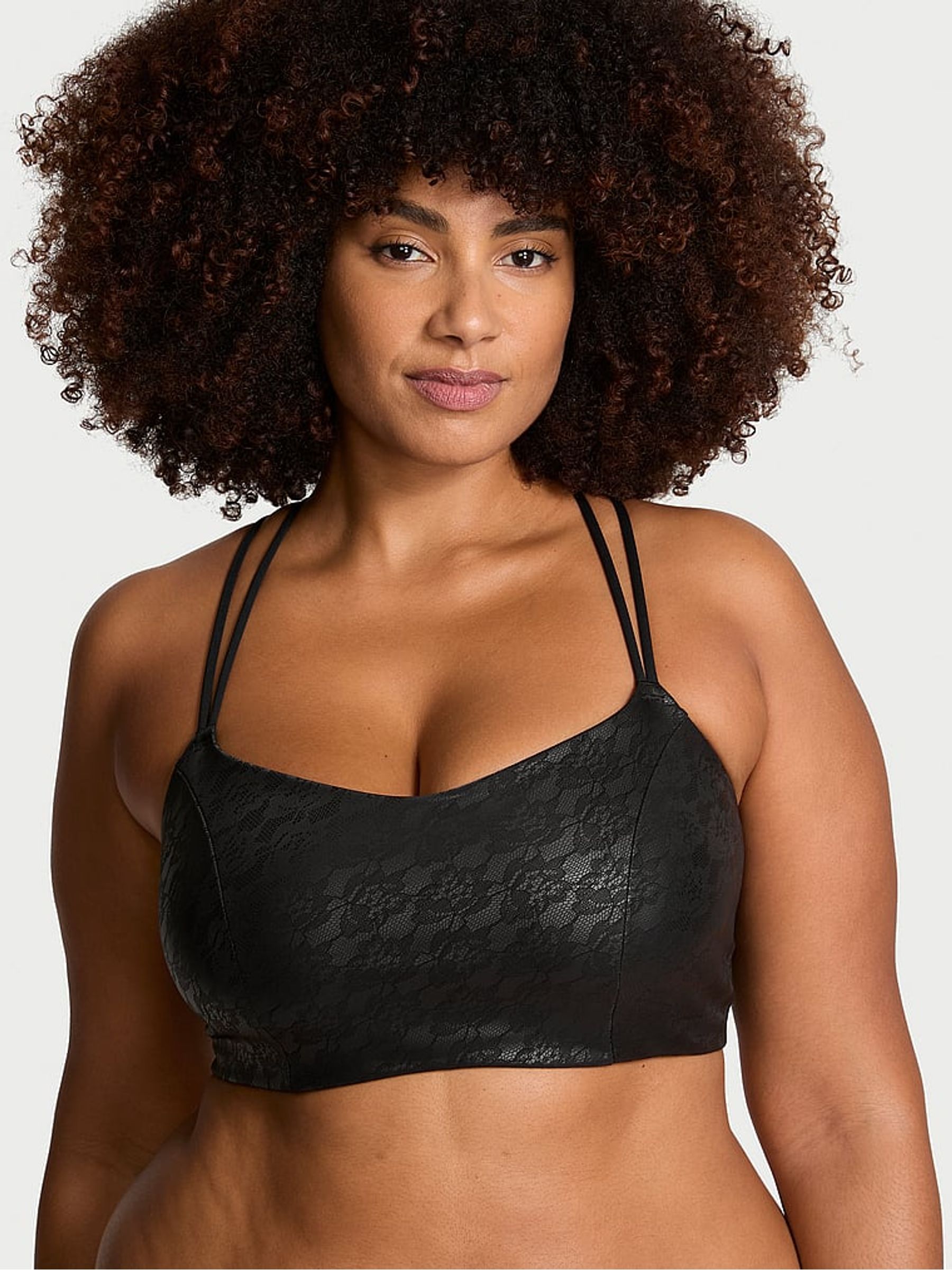 Black Elevate™ Lace Strappy Comfort Low Support Sports Bra - Image 1 of 3