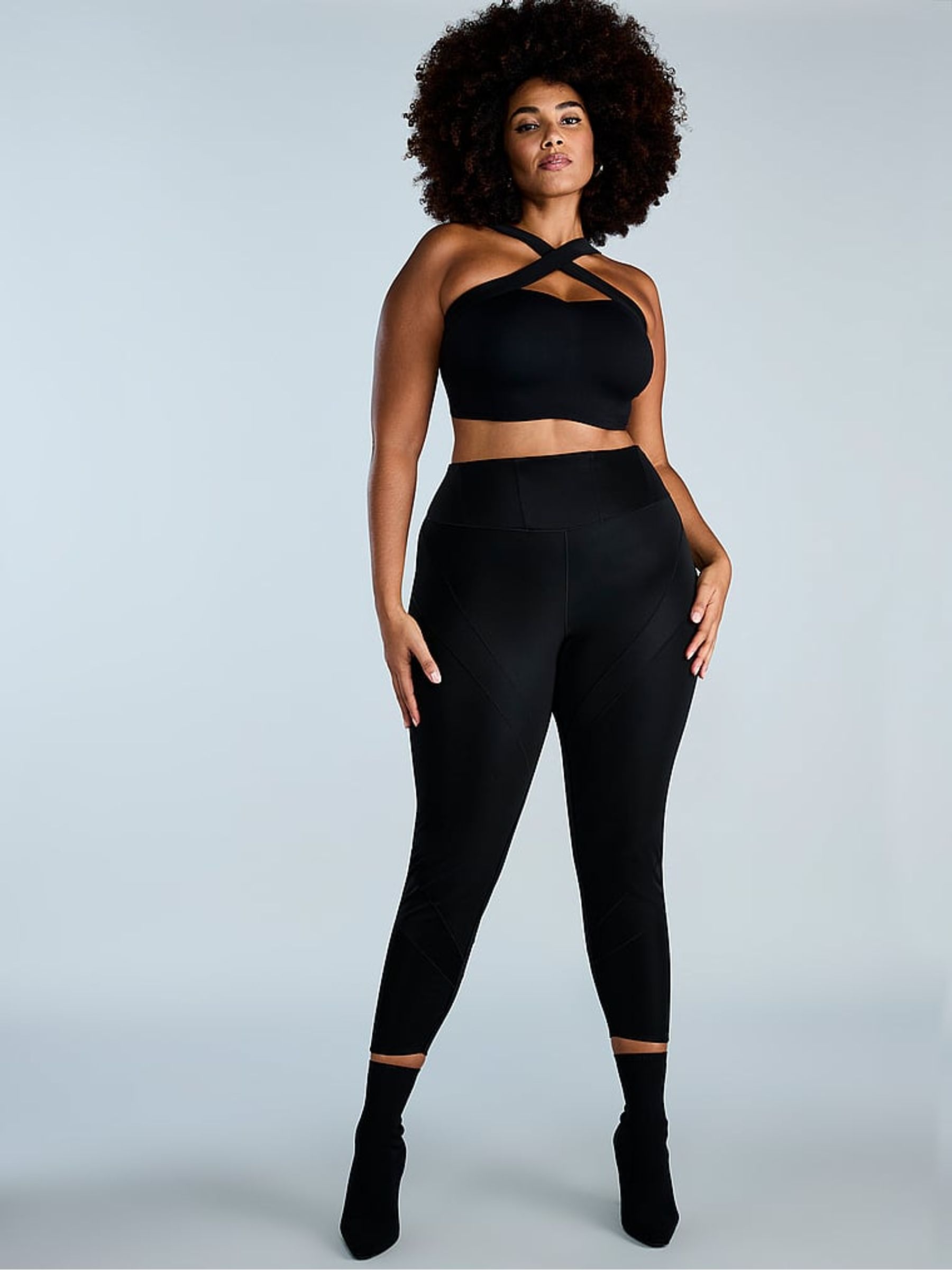 Black Activate™ Faux Leather Mix Sports Bra - Image 4 of 4