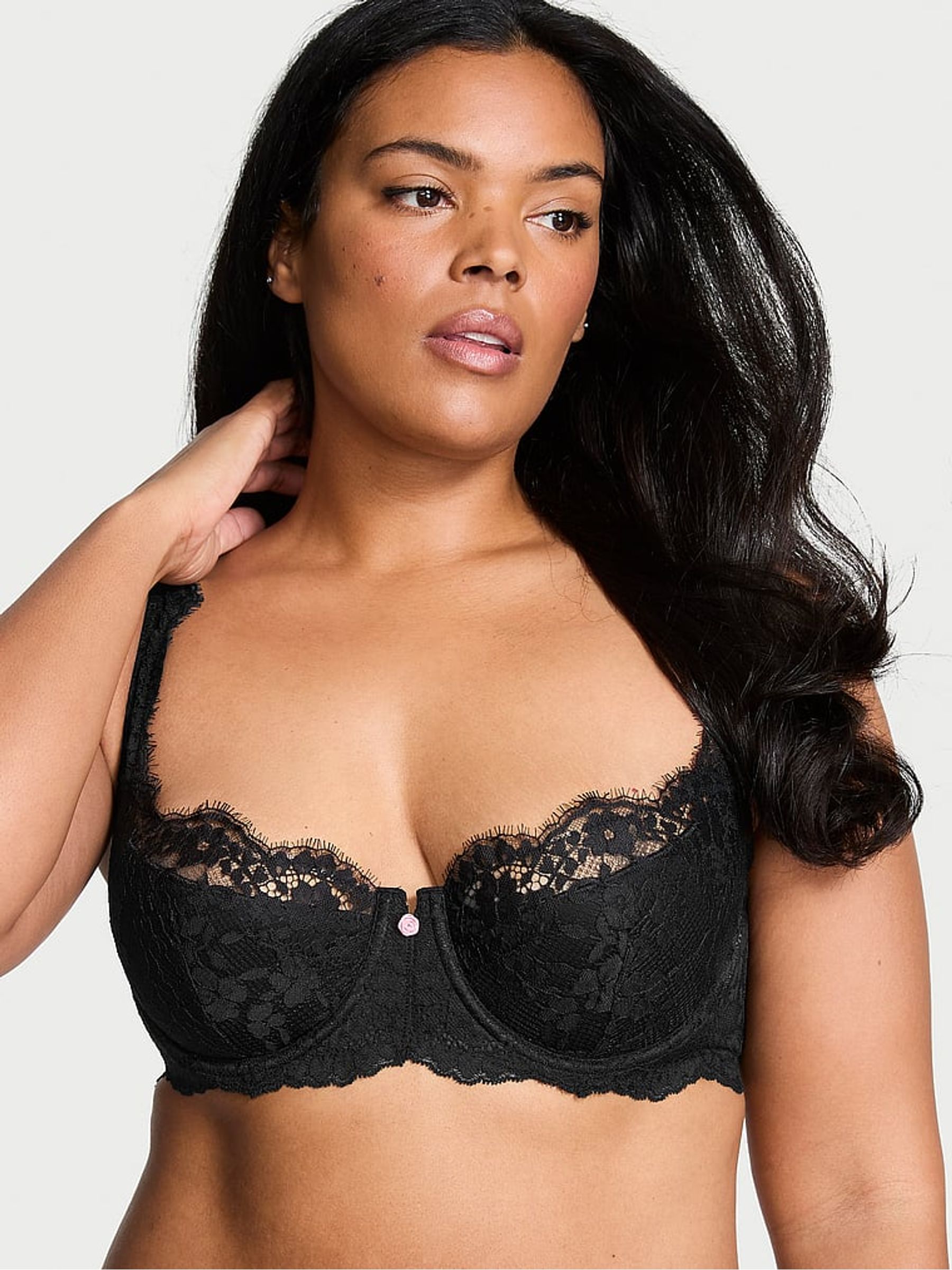 Black Lightly Lined Balcony Lace Bra - Image 1 of 4