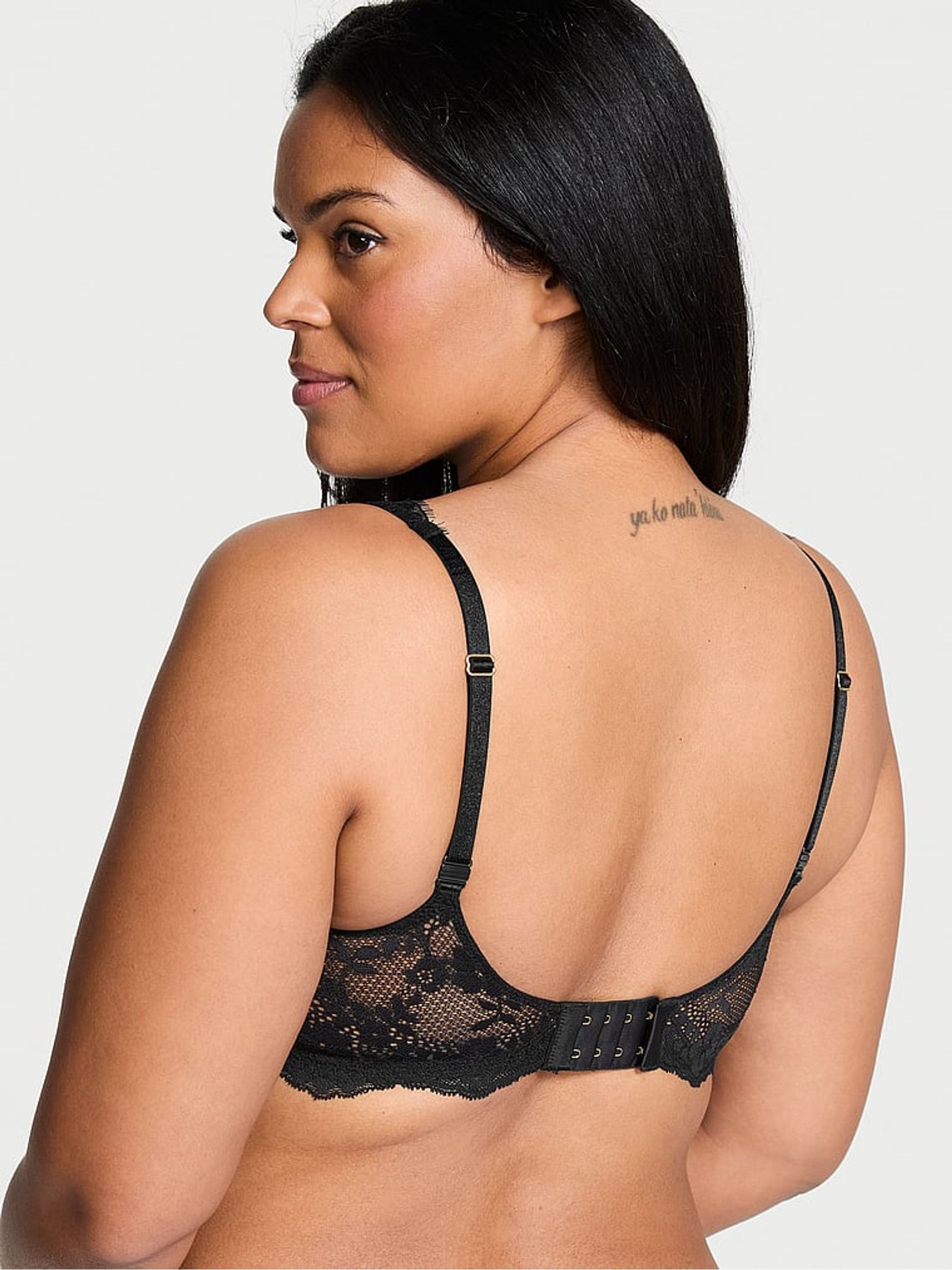 Black Lightly Lined Balcony Lace Bra - Image 2 of 4