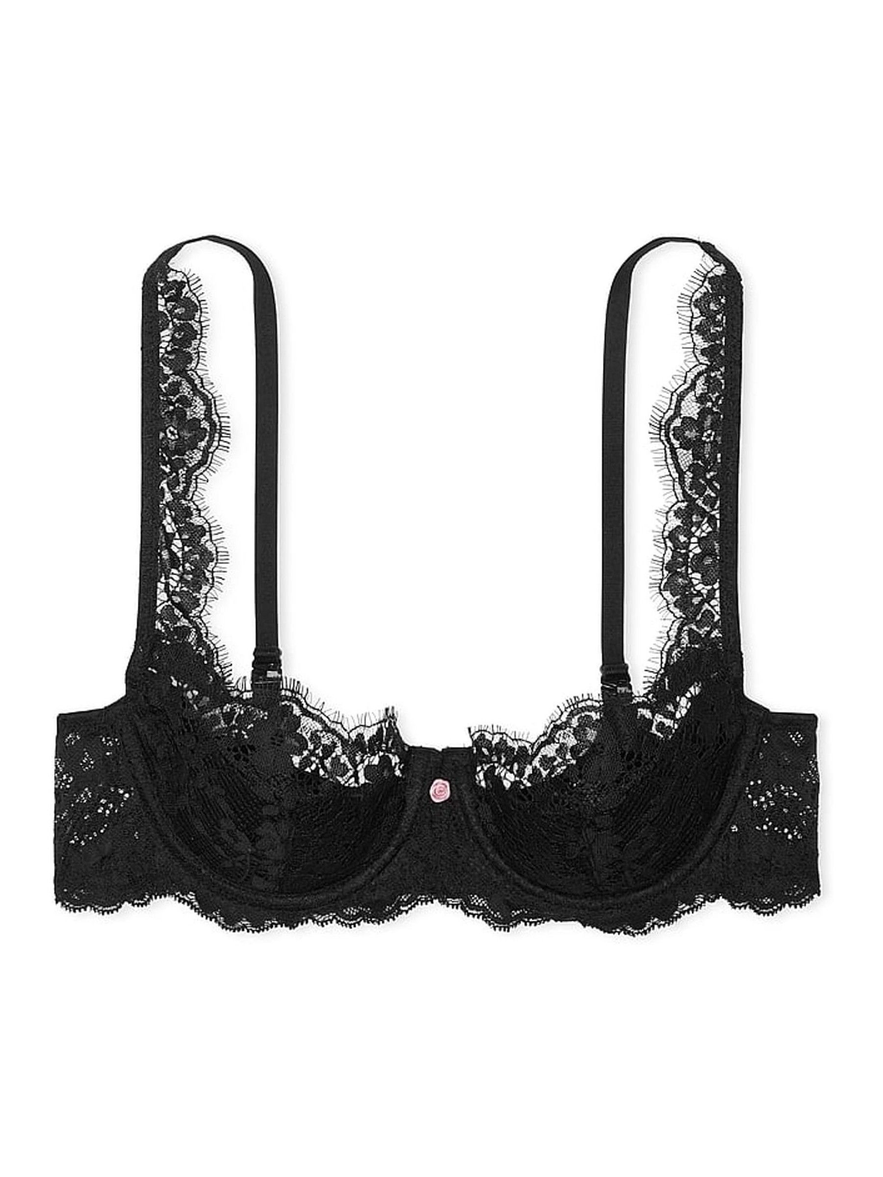 Black Lightly Lined Balcony Lace Bra - Image 3 of 4