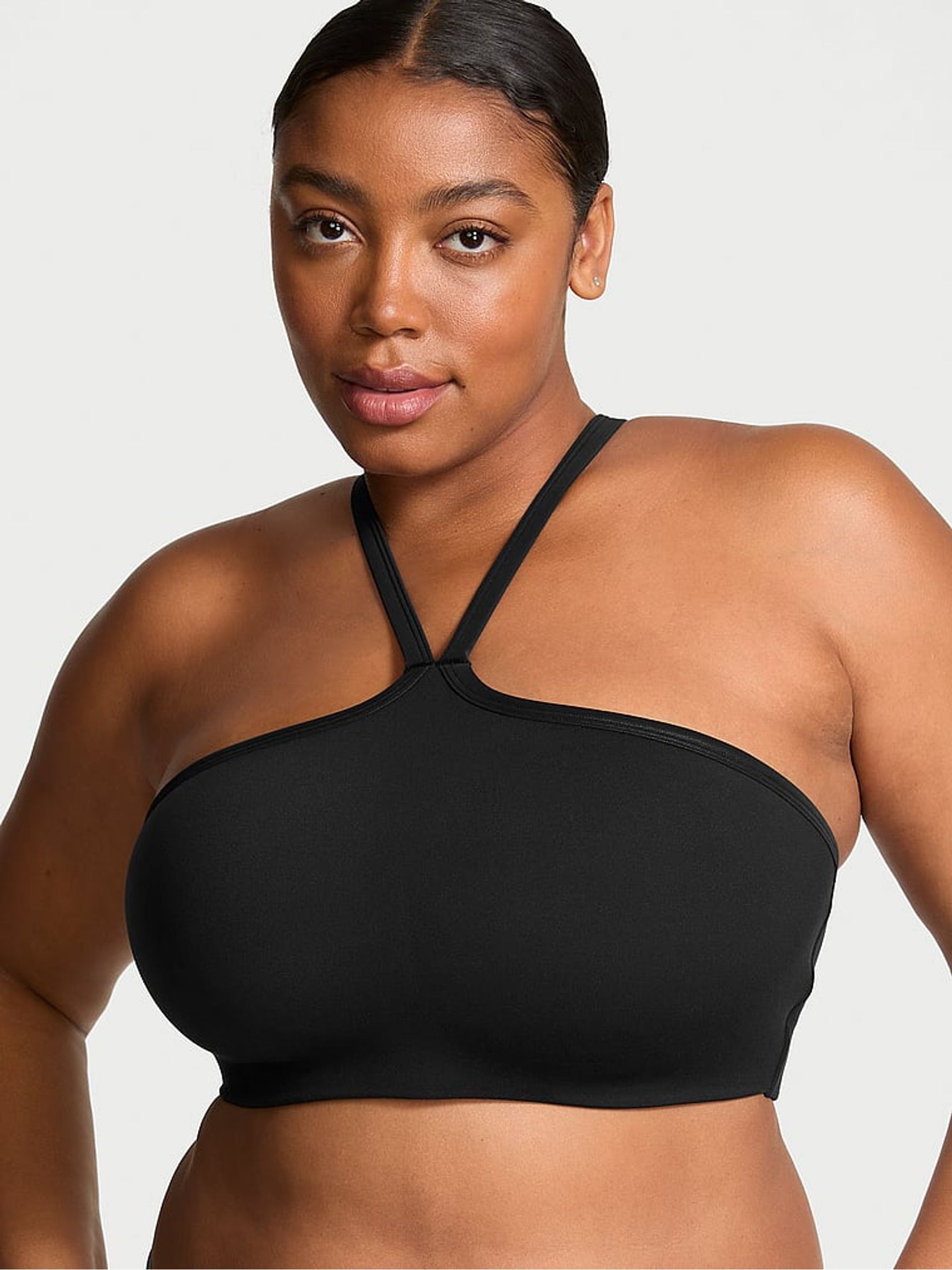 Black Activate™ Faux Leather Mix Multiway Sports Bra - Image 1 of 3