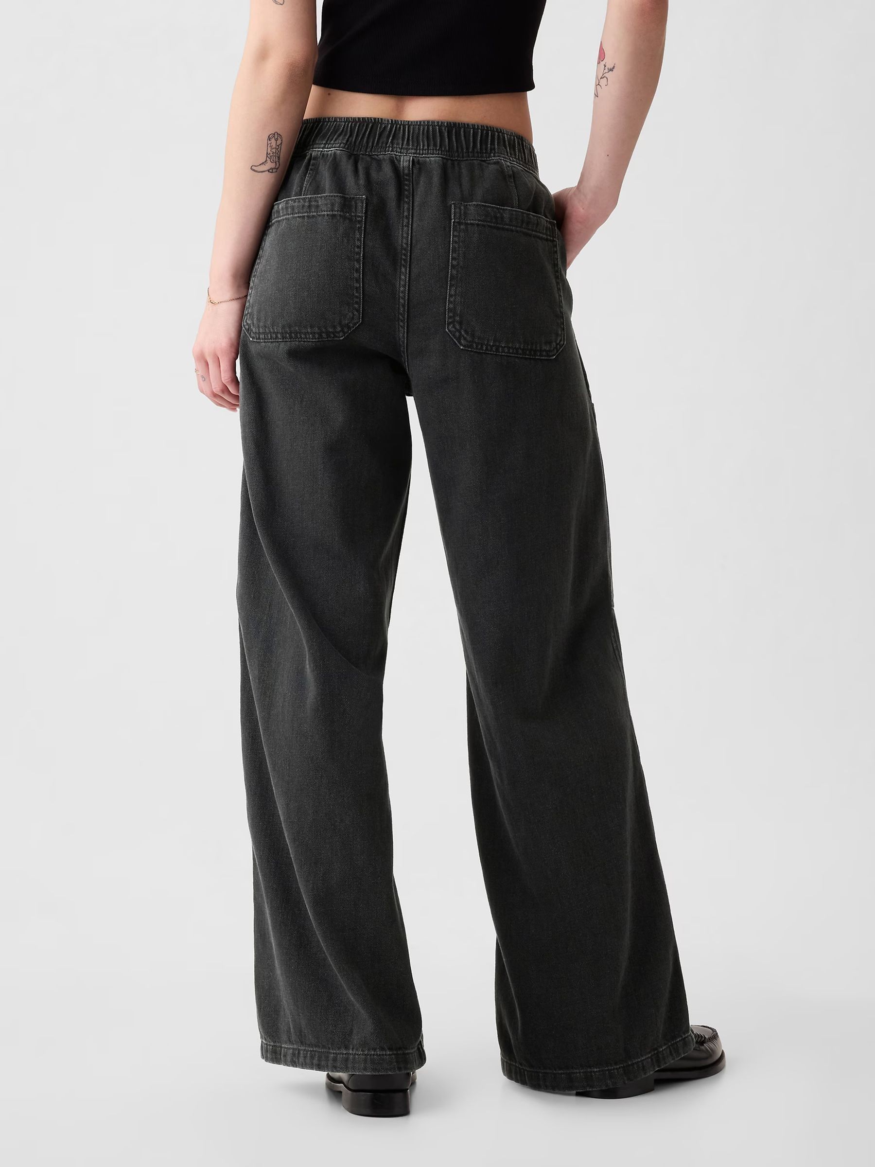 Black High Waisted Utility Easy Jeans - Image 2 of 5