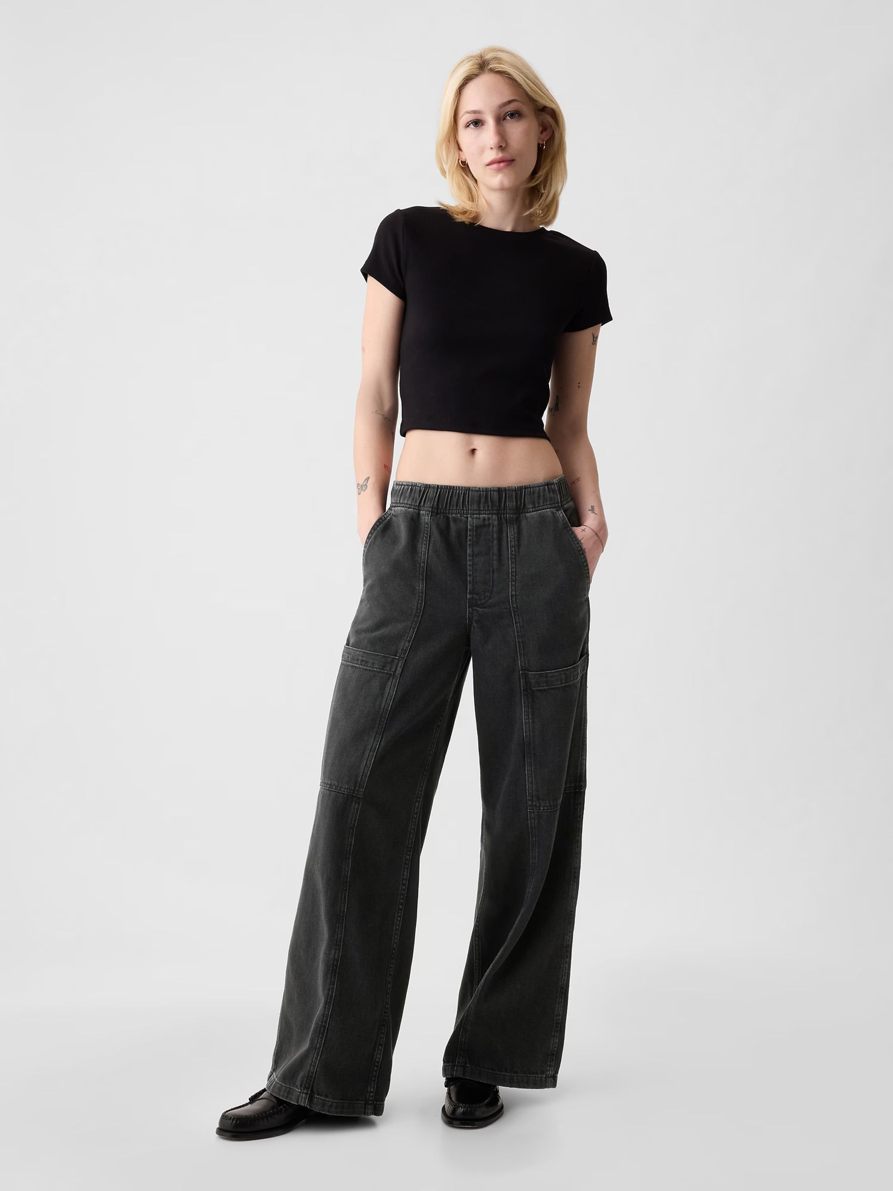 Black High Waisted Utility Easy Jeans - Image 4 of 5