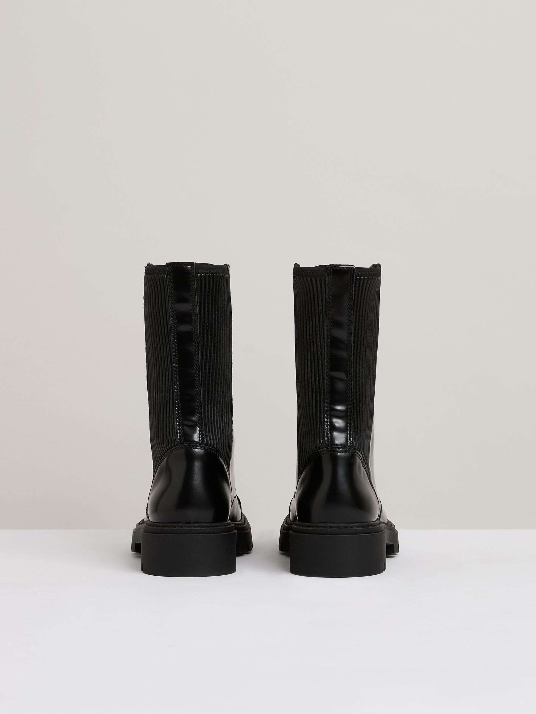 Leather Zip-Front Ankle Boots in Black - Image 4 of 5
