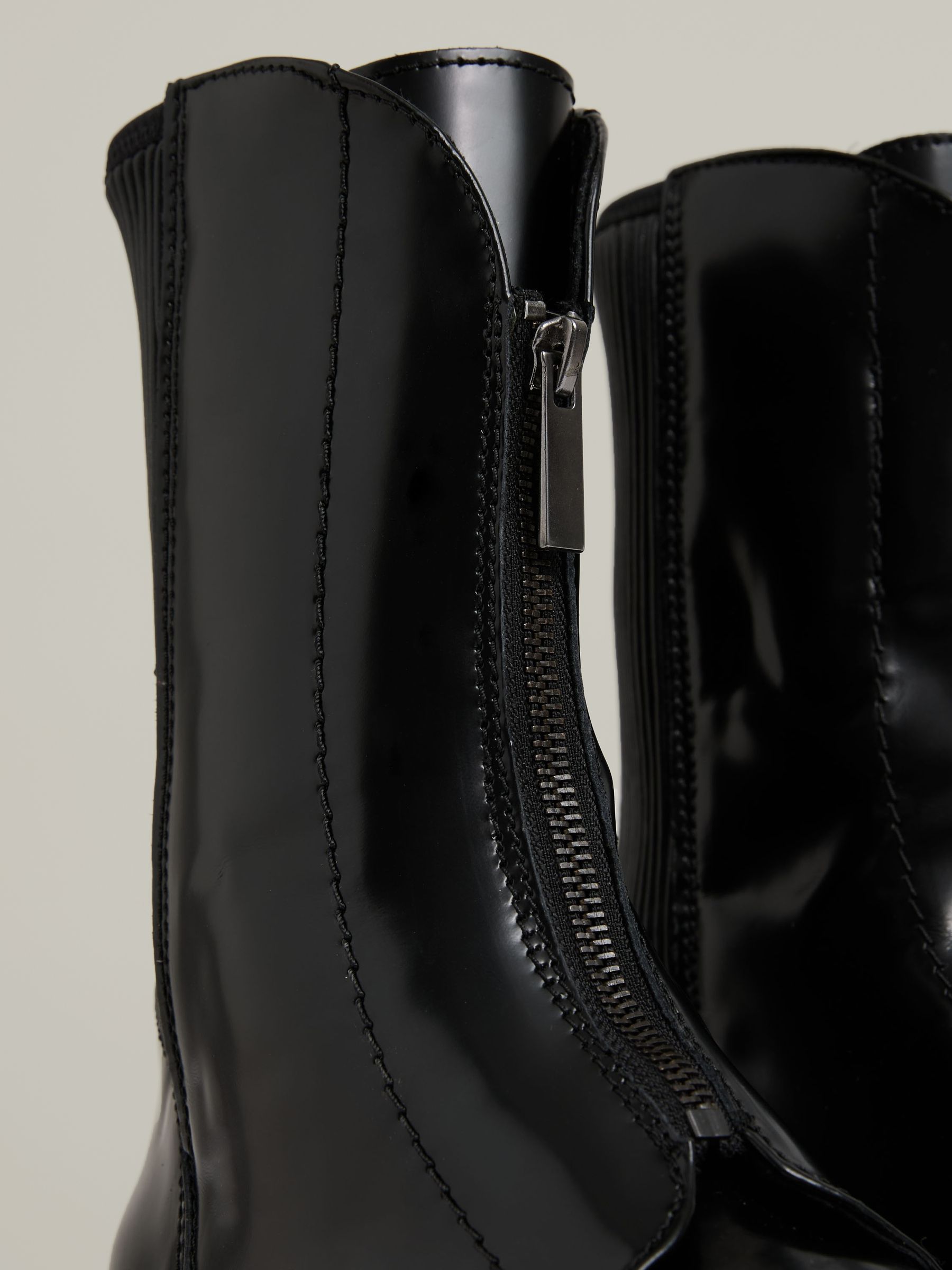 Leather Zip-Front Ankle Boots in Black - image 2