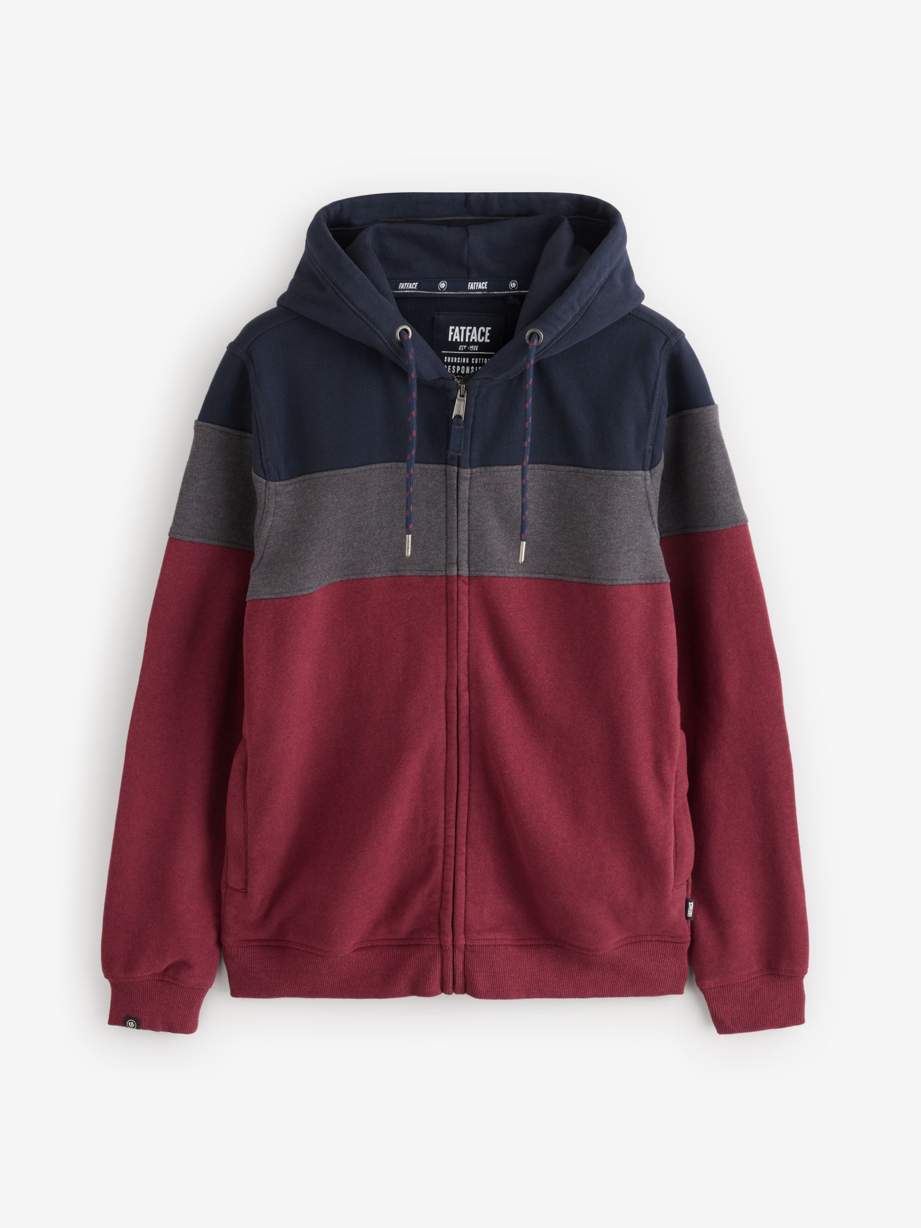 Plum Purple 100% Cotton Brooke Stripe Zip Through Hoodie - Image 1 of 7