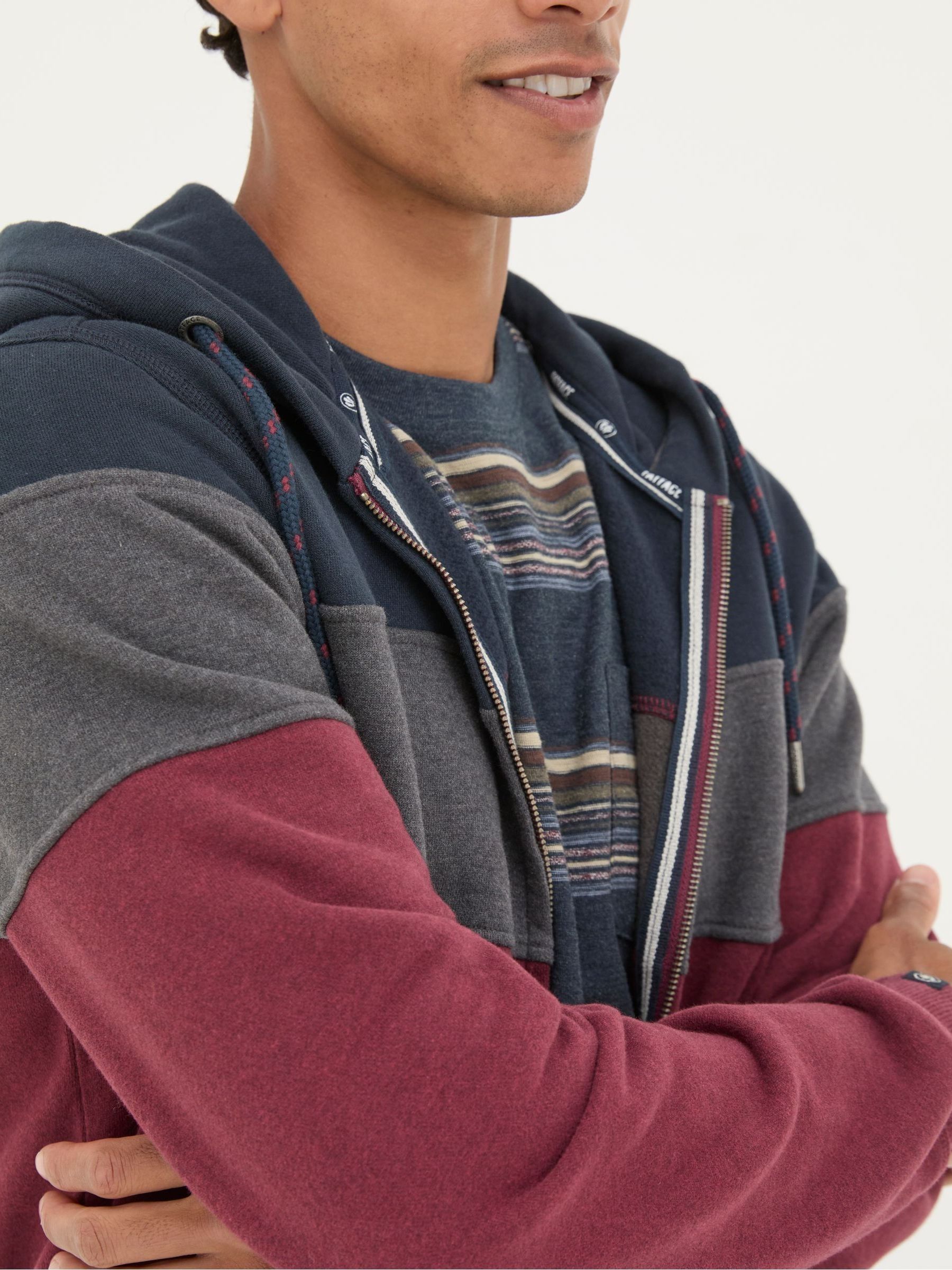 Plum Purple 100% Cotton Brooke Stripe Zip Through Hoodie - Image 7 of 7 Plum Purple 100% Cotton Brooke Stripe Zip Through Hoodie - Image 7 of 7