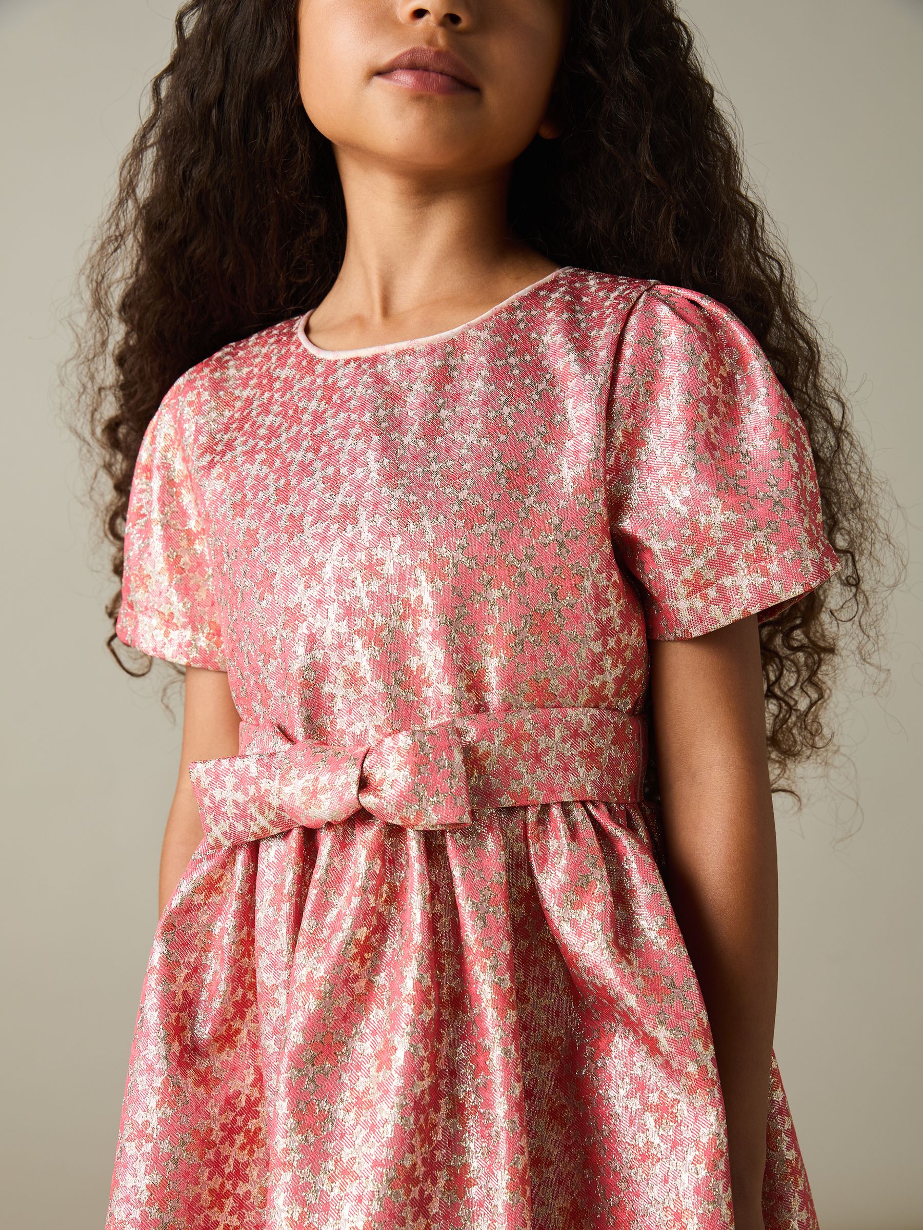 4-9 yrs Floral Fil-Coupé Dress in Pink - Image 3 of 4