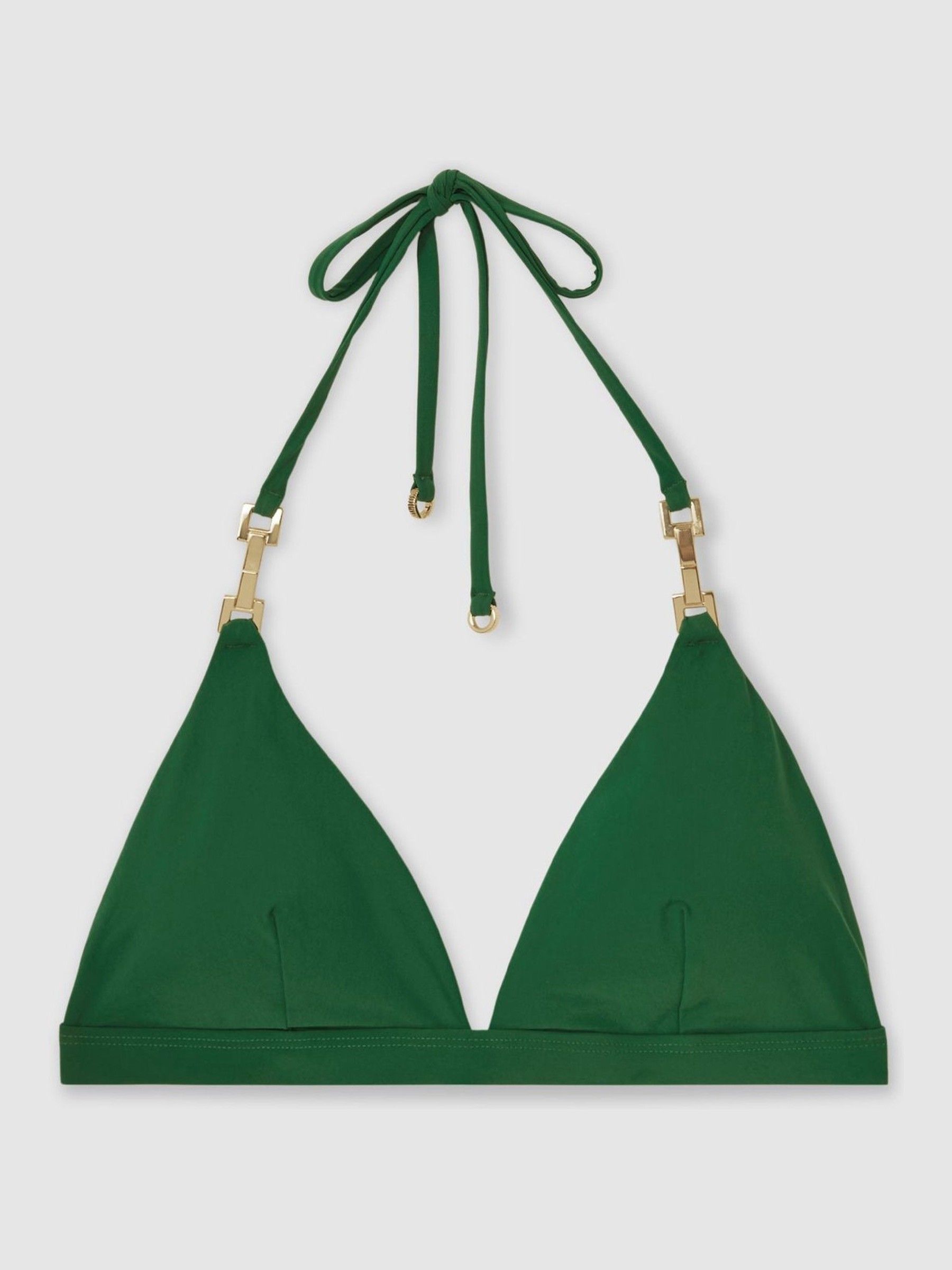 Triangle Halter Neck Bikini Top in Hunting Green - Image 2 of 5