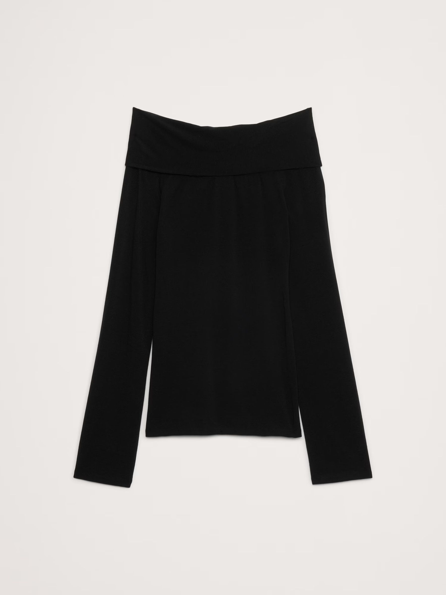 Banana Republic Black Luxe Wool-Blend Off Shoulder Top - Image 2 of 2