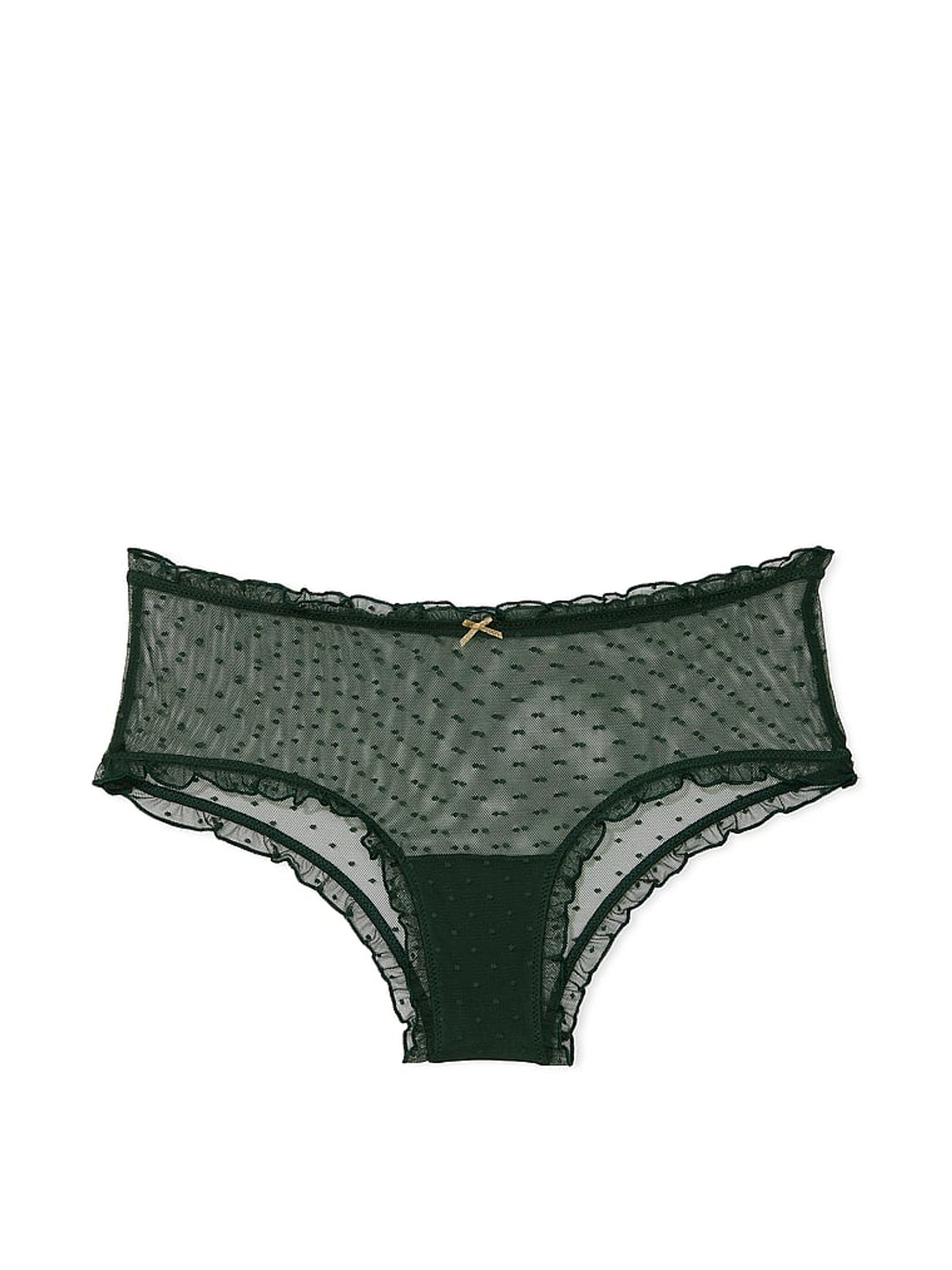Botanical Green Cheeky Dot Mesh Ruffled Knickers - Image 3 of 3