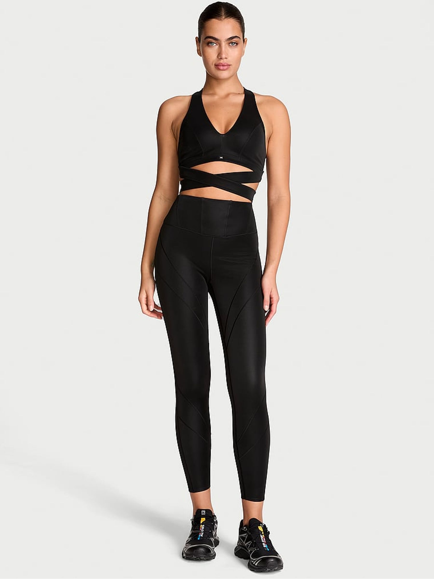 Black Faux Leather Corset Leggings - Image 1 of 3