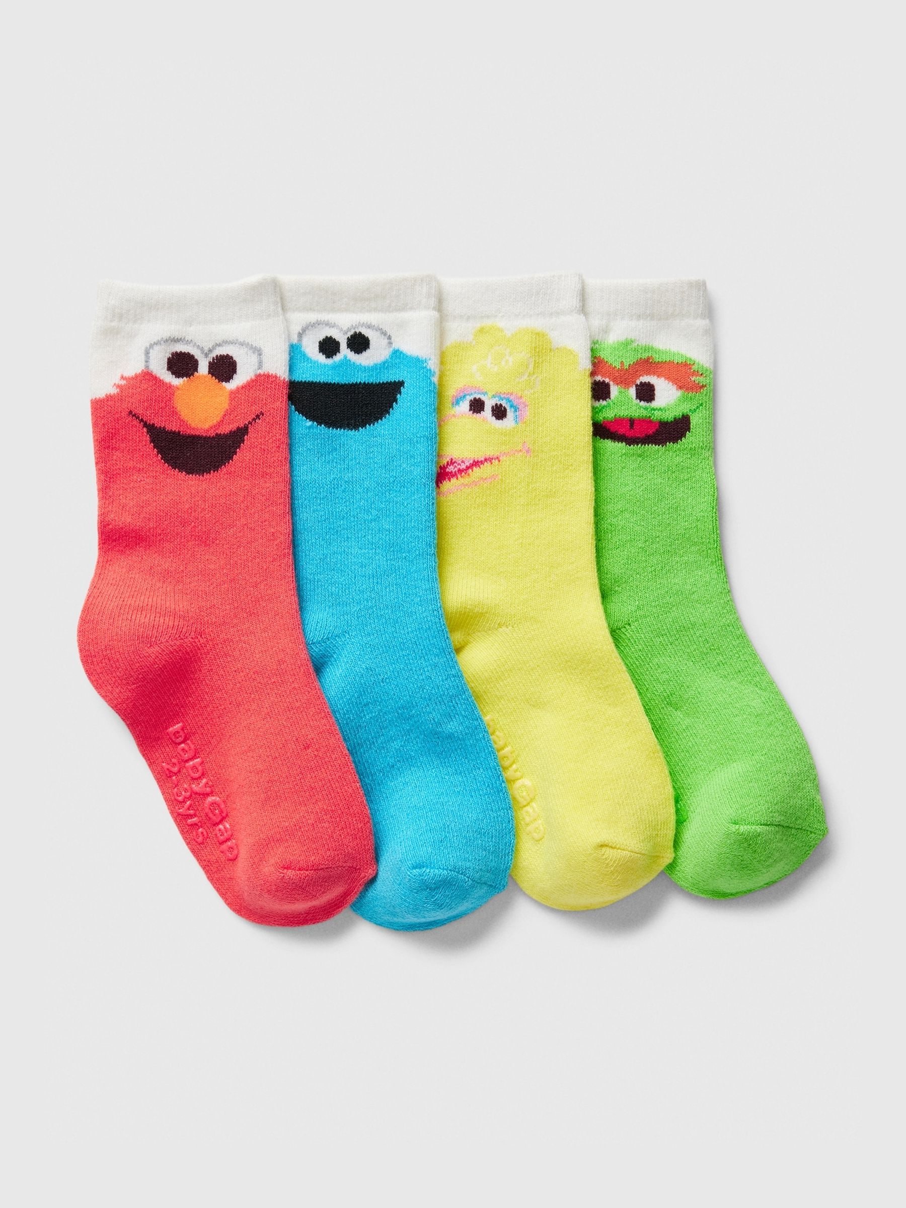 Black Kids 4 Pack Sesame Street Crew Socks - Image 1 of 1