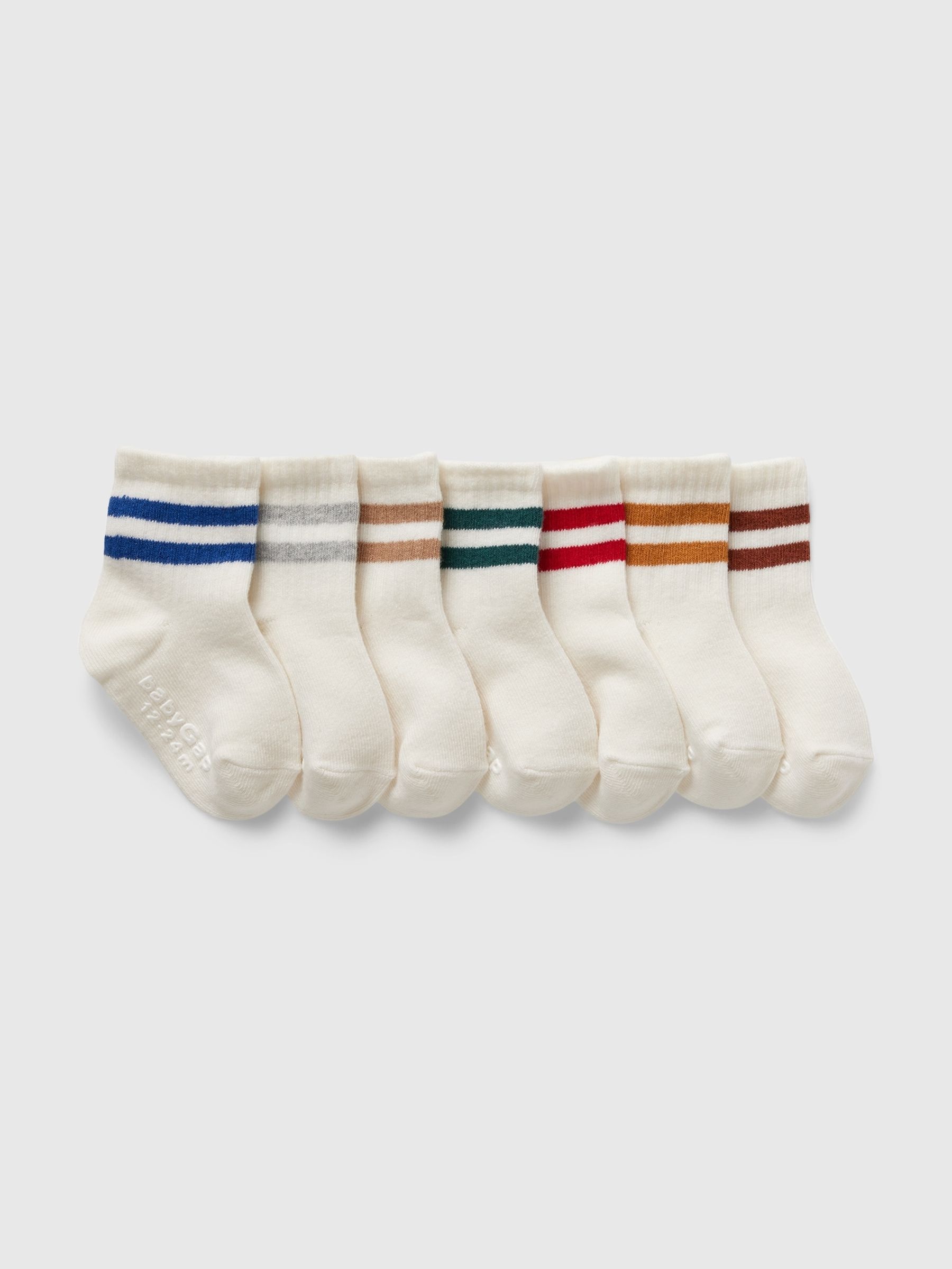 White Varsity Stripe Quarter Crew Socks 7-Pack - Image 1 of 1