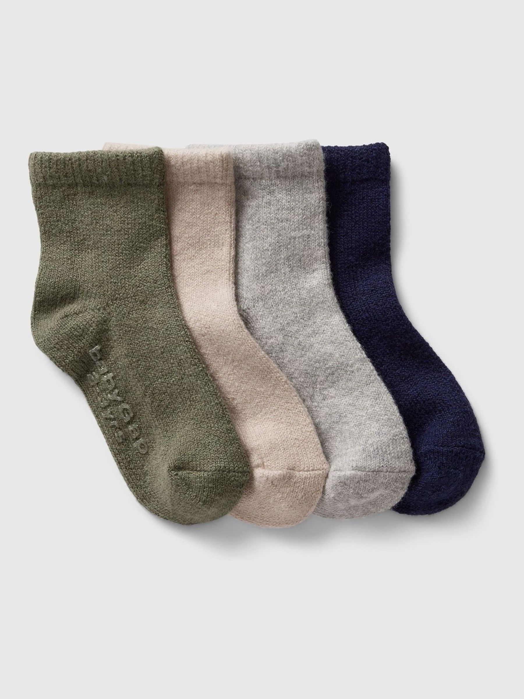 Green/Grey 4 Pack CashSoft Quarter Crew Socks (Newborn-5yrs) - Image 1 of 1