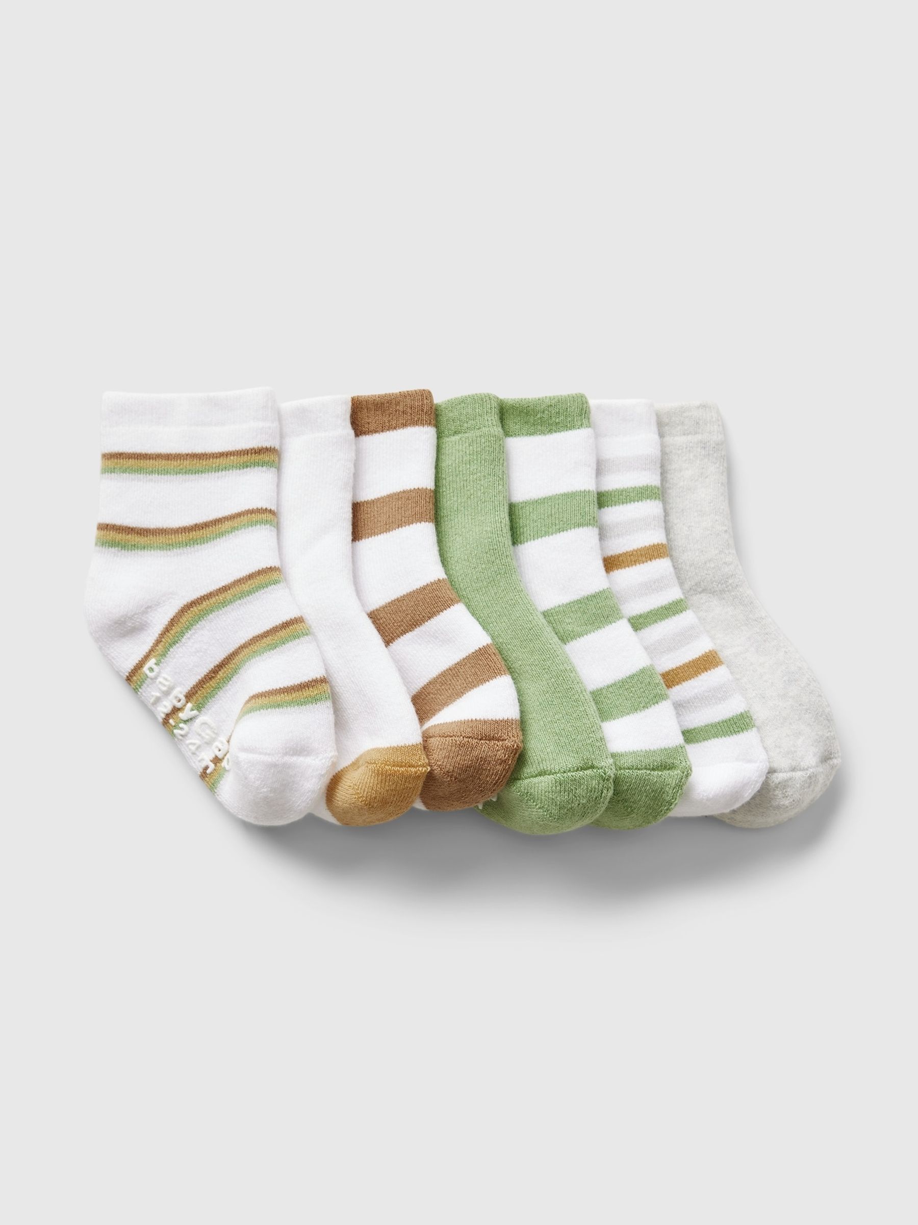Black Kids 7 Pack Stripe Quarter Crew Socks - Image 1 of 1