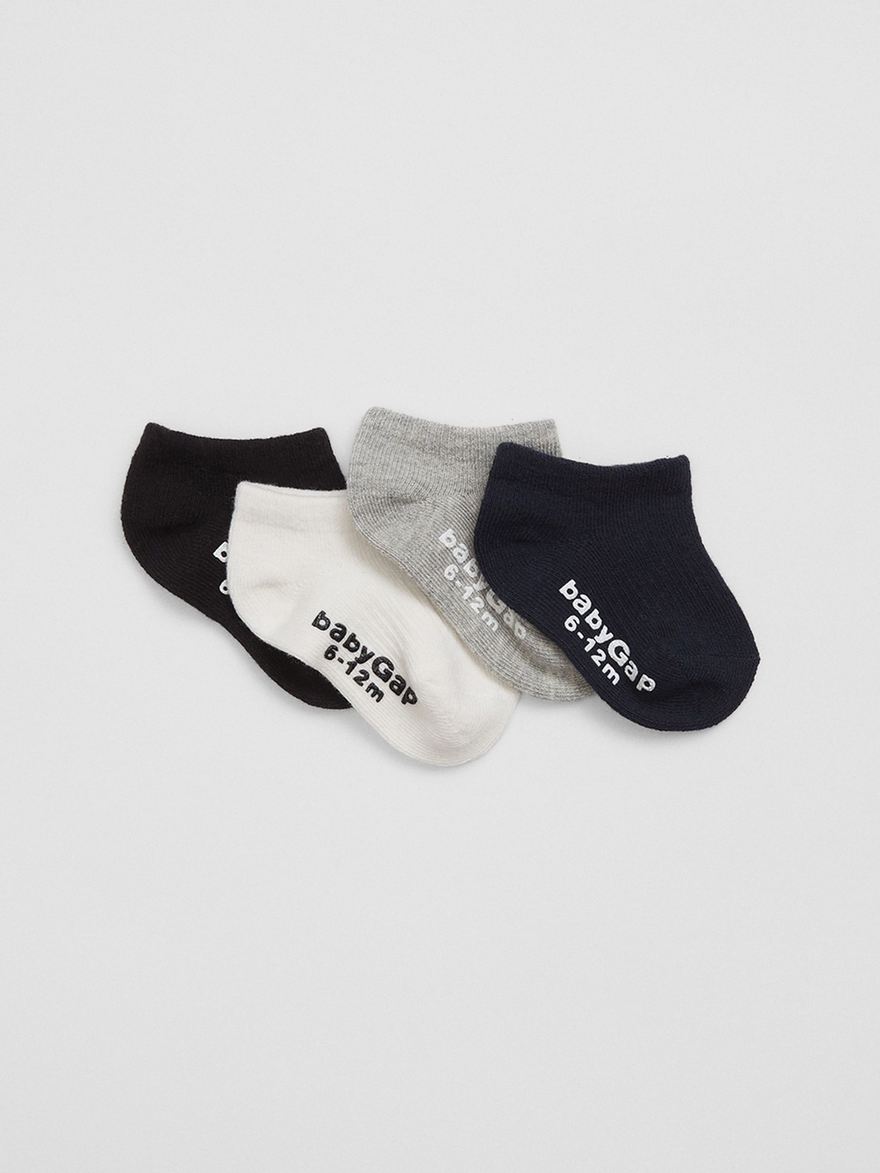 White & Grey 4 Pack Basic Logo No Show Socks (Newborn-5yrs) - Image 1 of 1