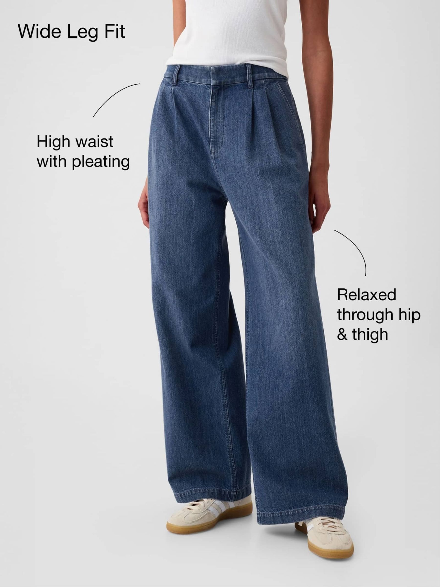 Blue High Waisted Wide Denim Trousers - Image 2 of 9