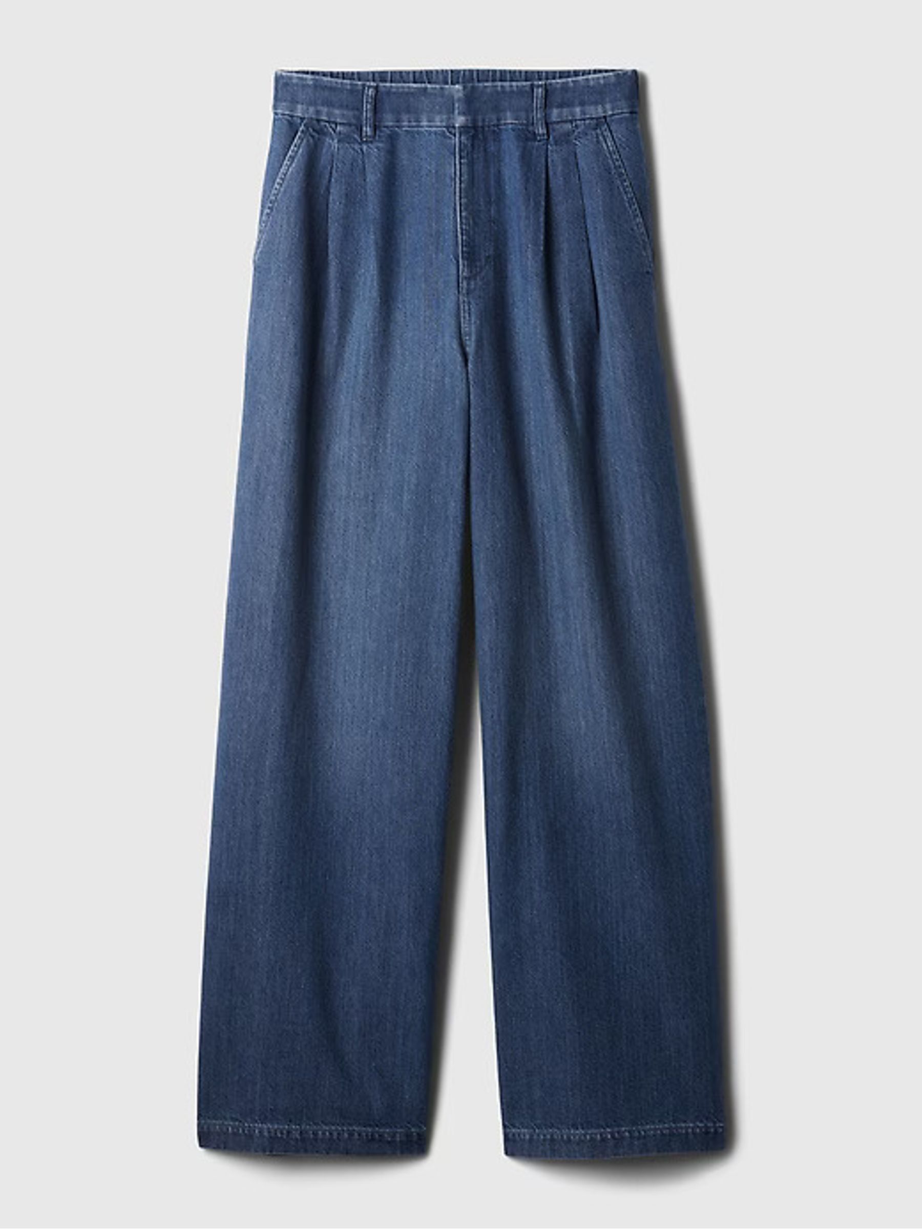 Blue High Waisted Wide Denim Trousers - Image 8 of 9