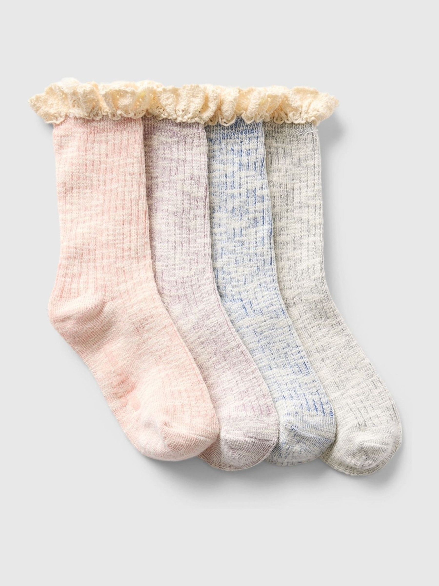 Pink/Blue Toddler 4 Pack Ruffle Boot Socks (Newborn-5yrs) - Image 1 of 1