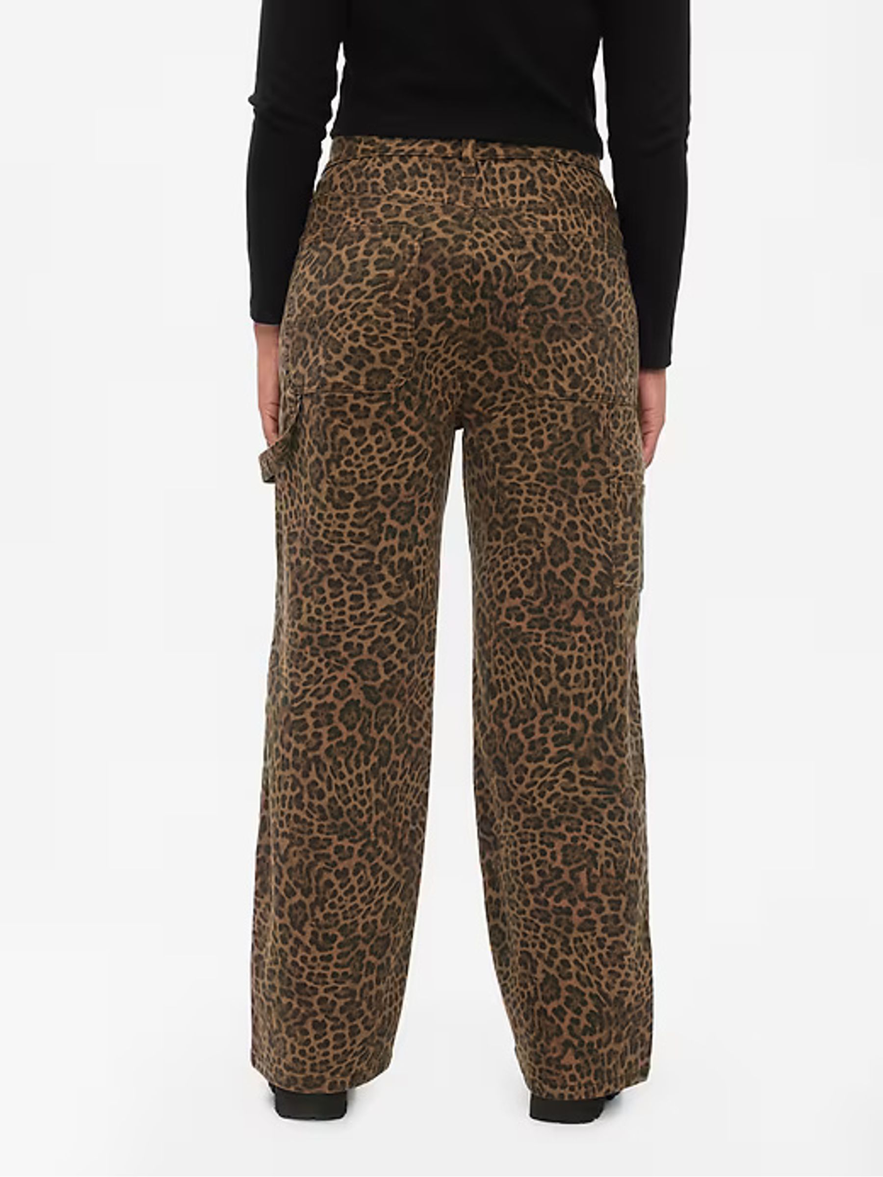 Brown Mid Rise Leopard Print 90s Loose Cargo Jeans - Image 5 of 9