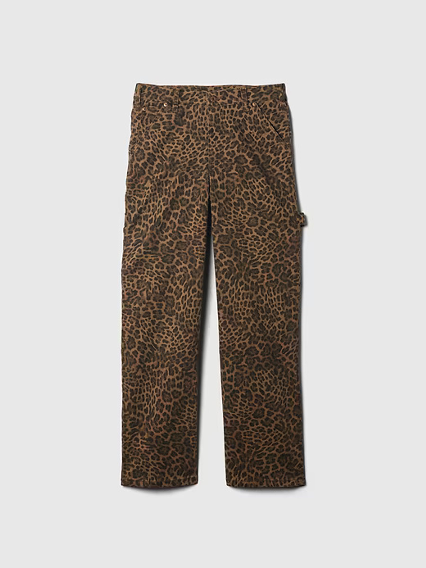 Brown Mid Rise Leopard Print 90s Loose Cargo Jeans - Image 9 of 9