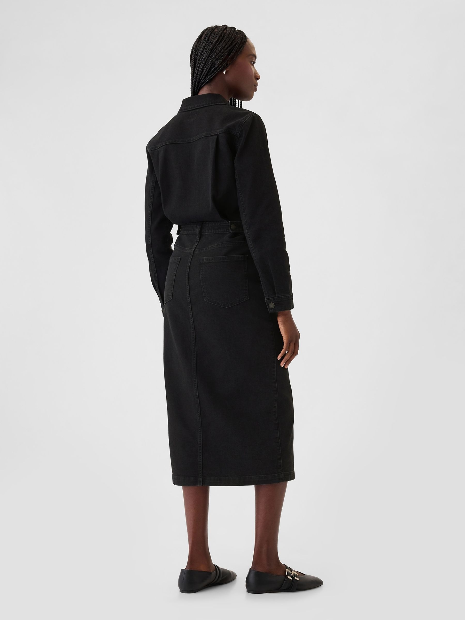 Black Denim Midi Dress - Image 2 of 6