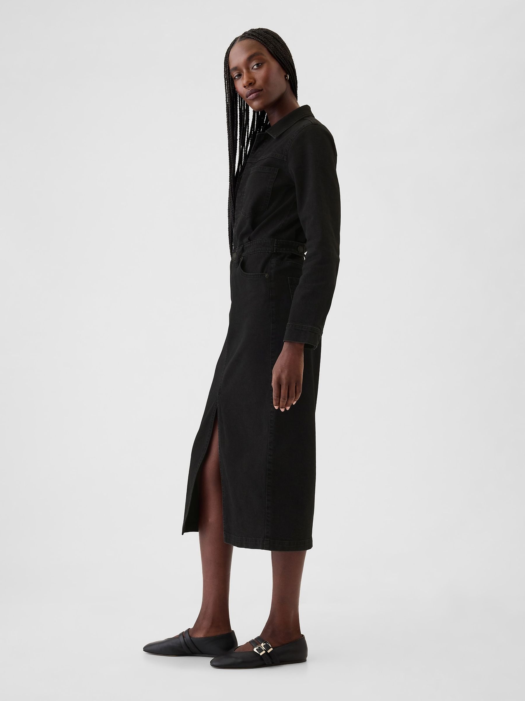 Black Denim Midi Dress - Image 3 of 6