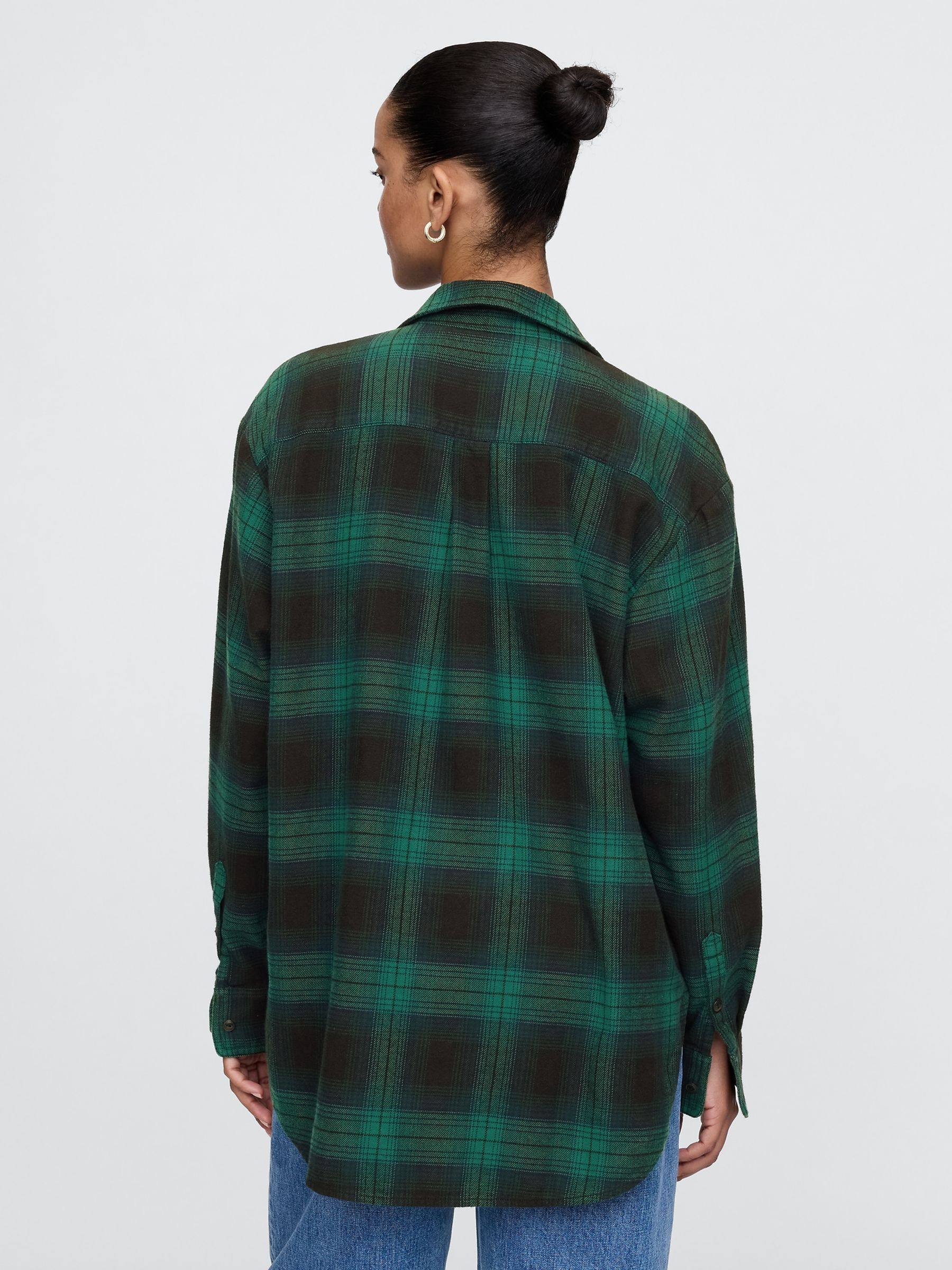 Green Oversized Flannel Shirt - Image 2 of 5