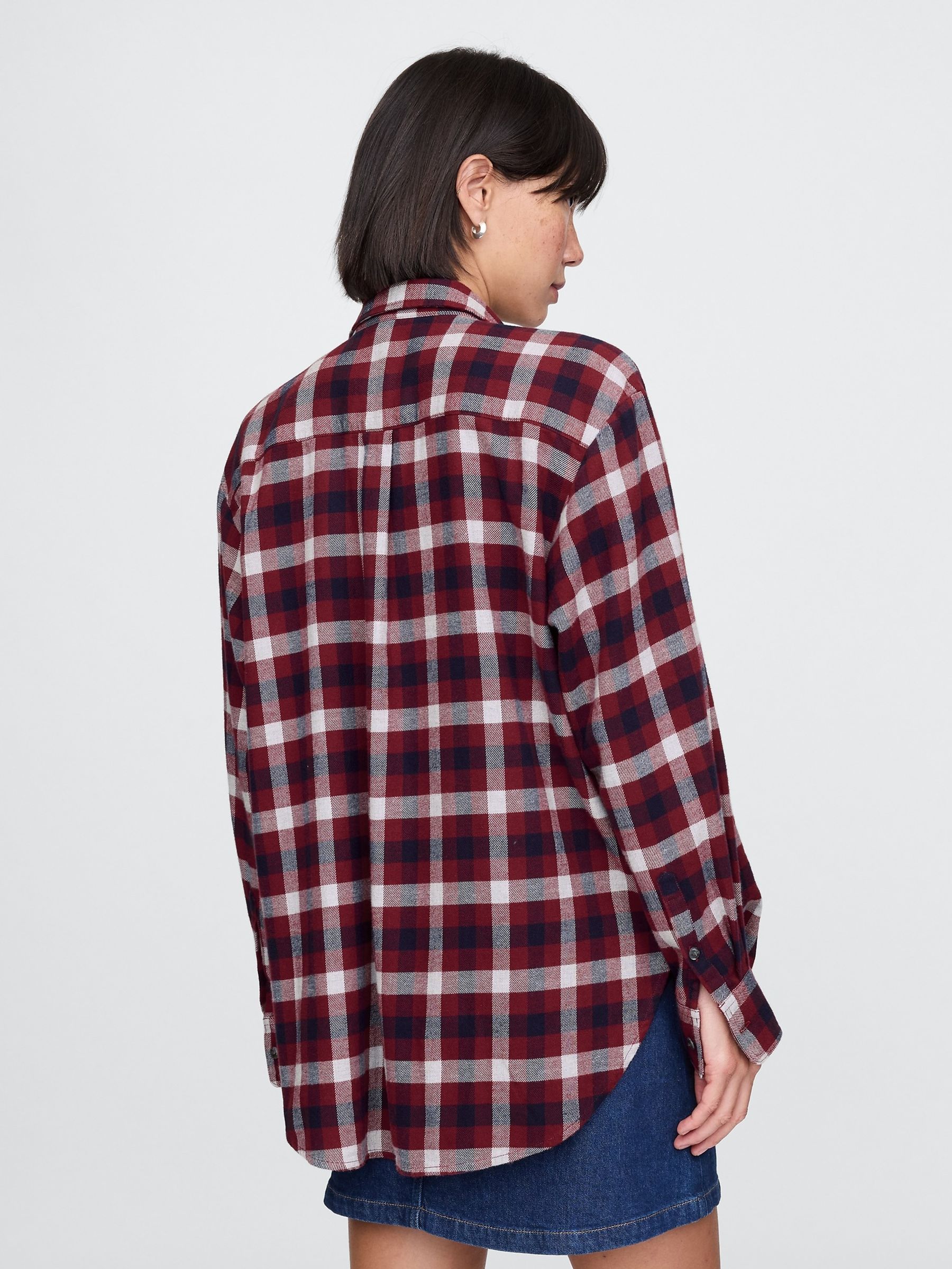Red Oversized Flannel Shirt - Image 2 of 5