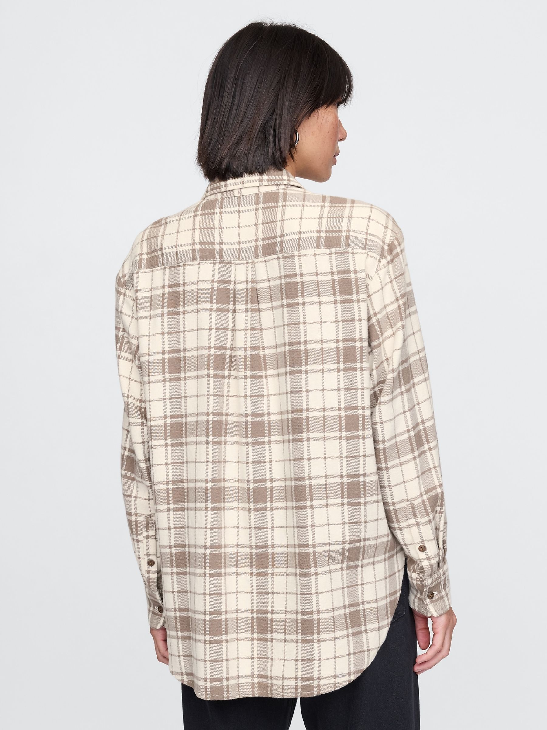 Beige Oversized Flannel Shirt - Image 2 of 5