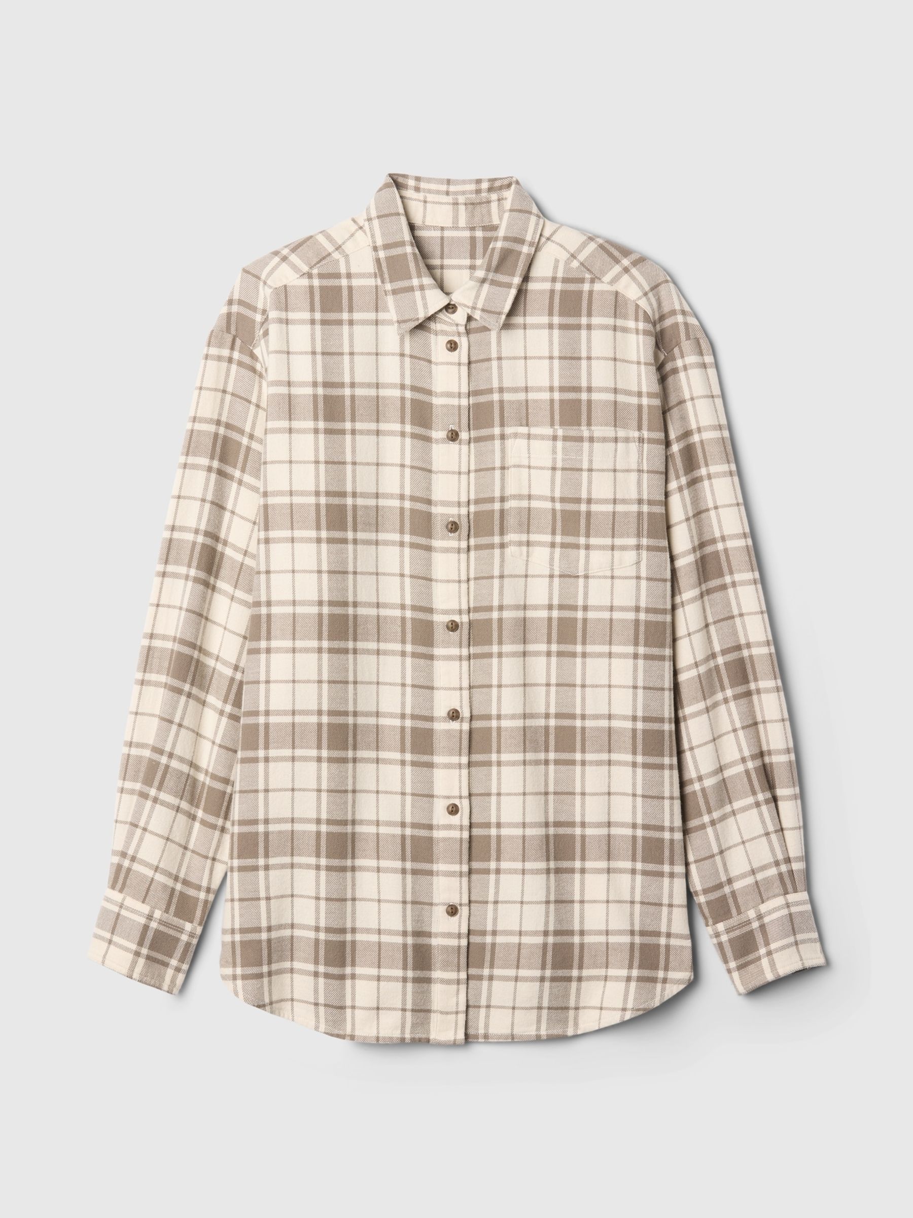 Beige Oversized Flannel Shirt - Image 5 of 5