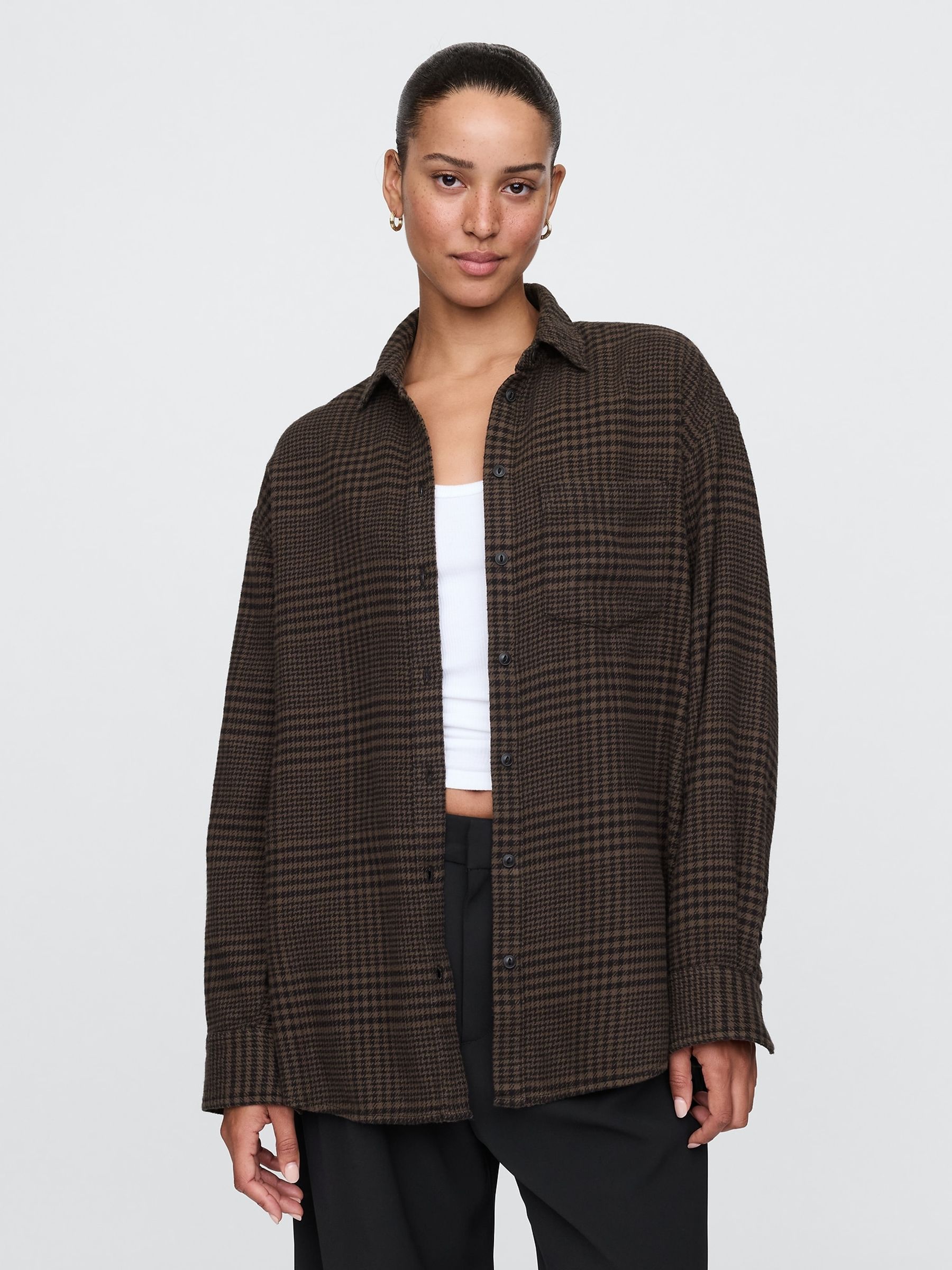 Brown Oversized Flannel Shirt | Gap