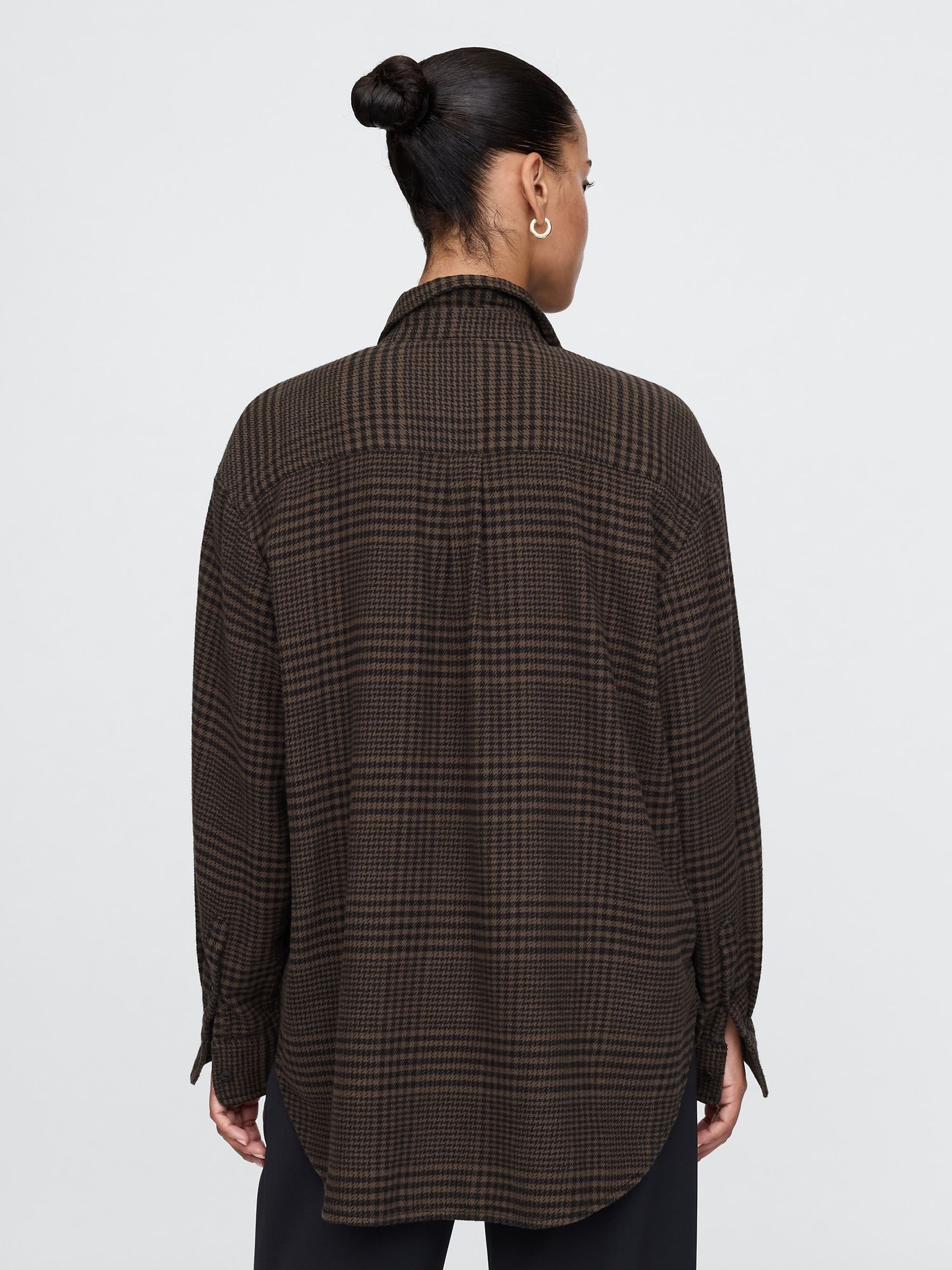 Brown Oversized Flannel Shirt - Image 2 of 5