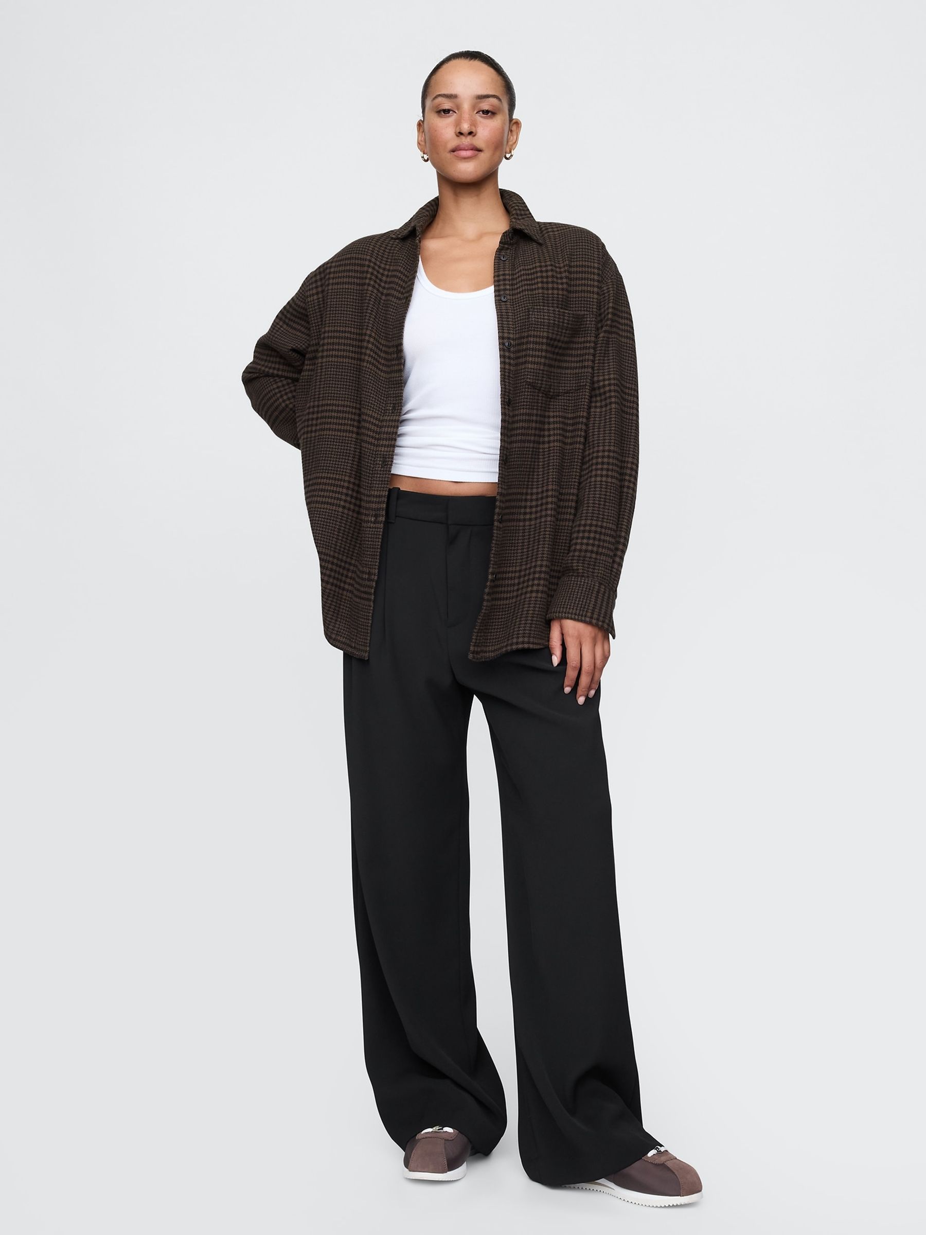 Brown Oversized Flannel Shirt - Image 3 of 5