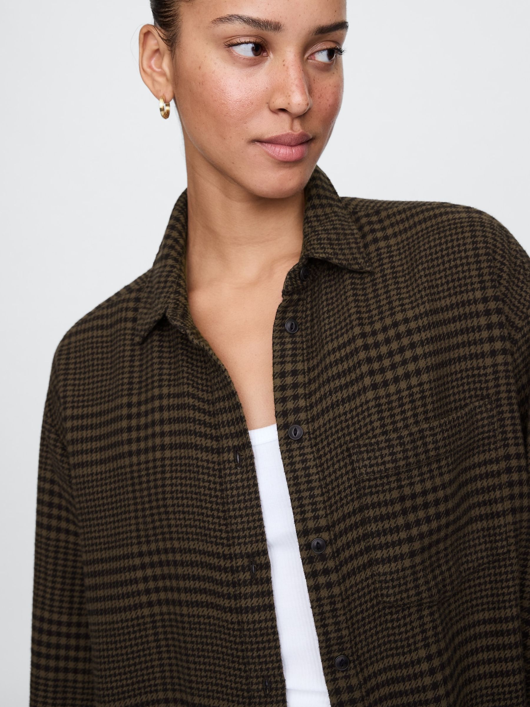 Brown Oversized Flannel Shirt - Image 4 of 5
