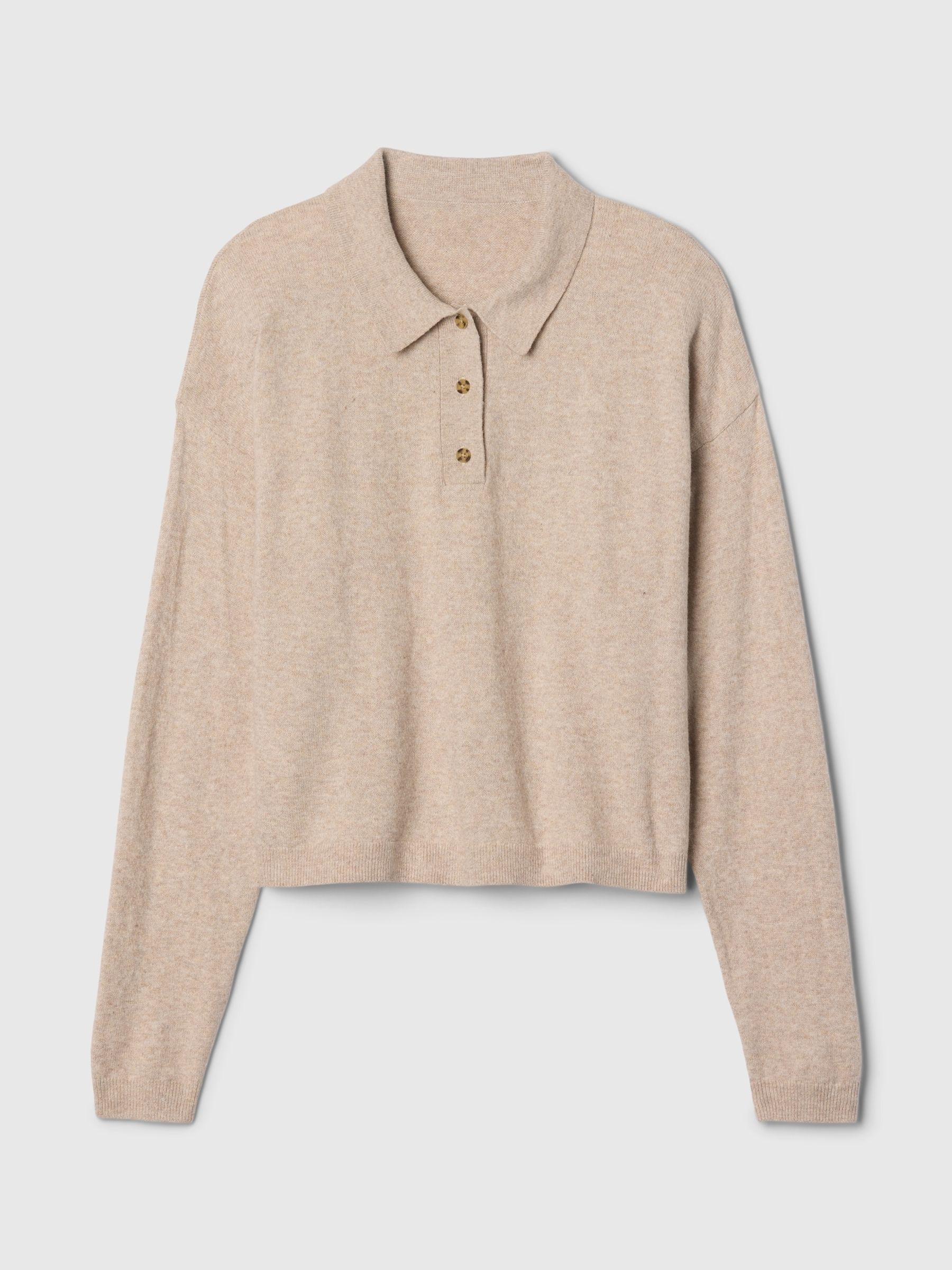 Beige CashSoft Polo Jumper - Image 4 of 4